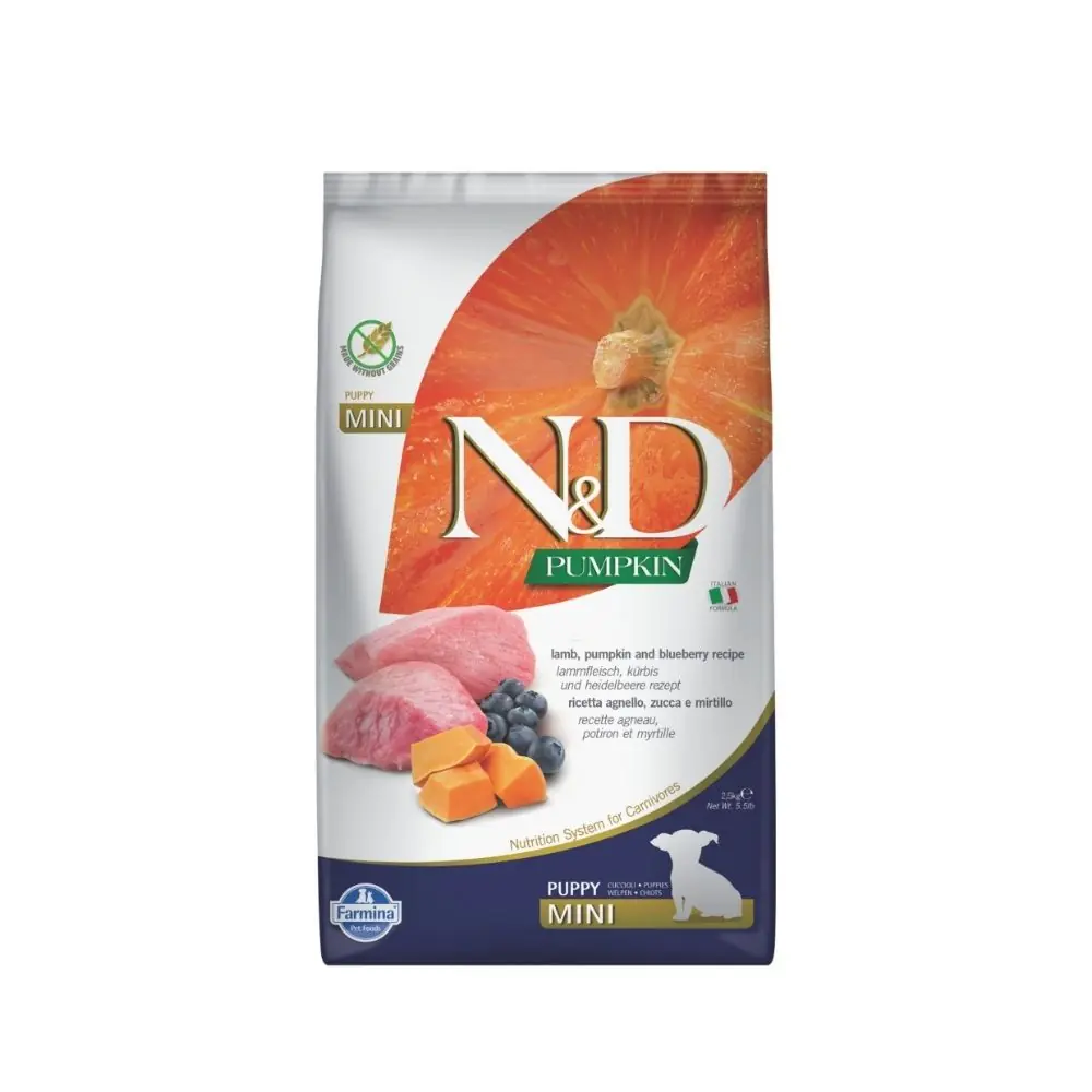 N&D Pumpkin Bal Kabaklı Kuzulu ve Yaban Mersinli Küçük Irk Tahılsız Yavru Köpek Maması 2,5 Kg