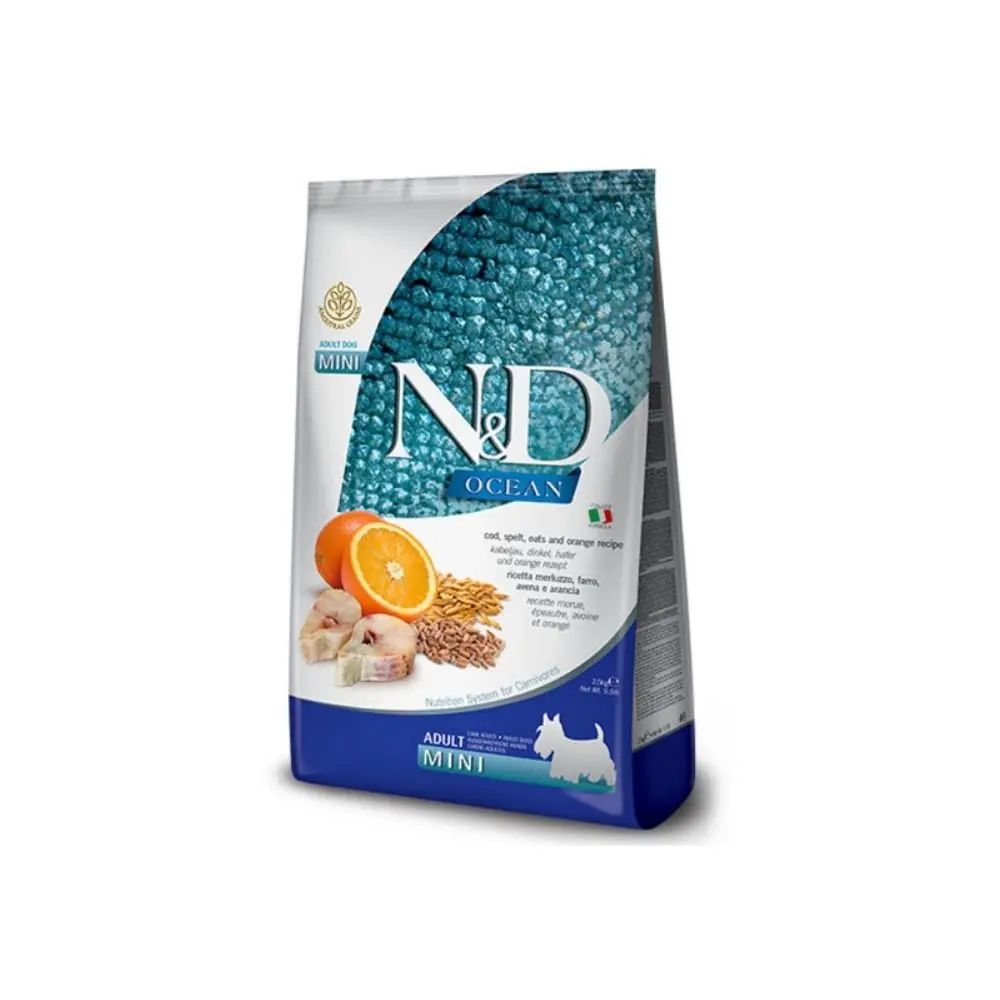 N&D Ocean Düşük Tahıl Balık Portakal Küçük Irk Köpek Maması 2,5 Kg