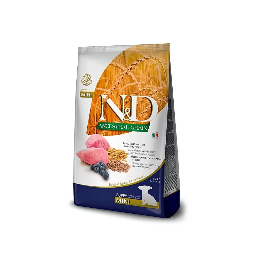 N&D Düşük Tahıllı Kuzu Etli ve Yaban Mersinli Küçük Irk Yavru Köpek Maması 2,5 Kg