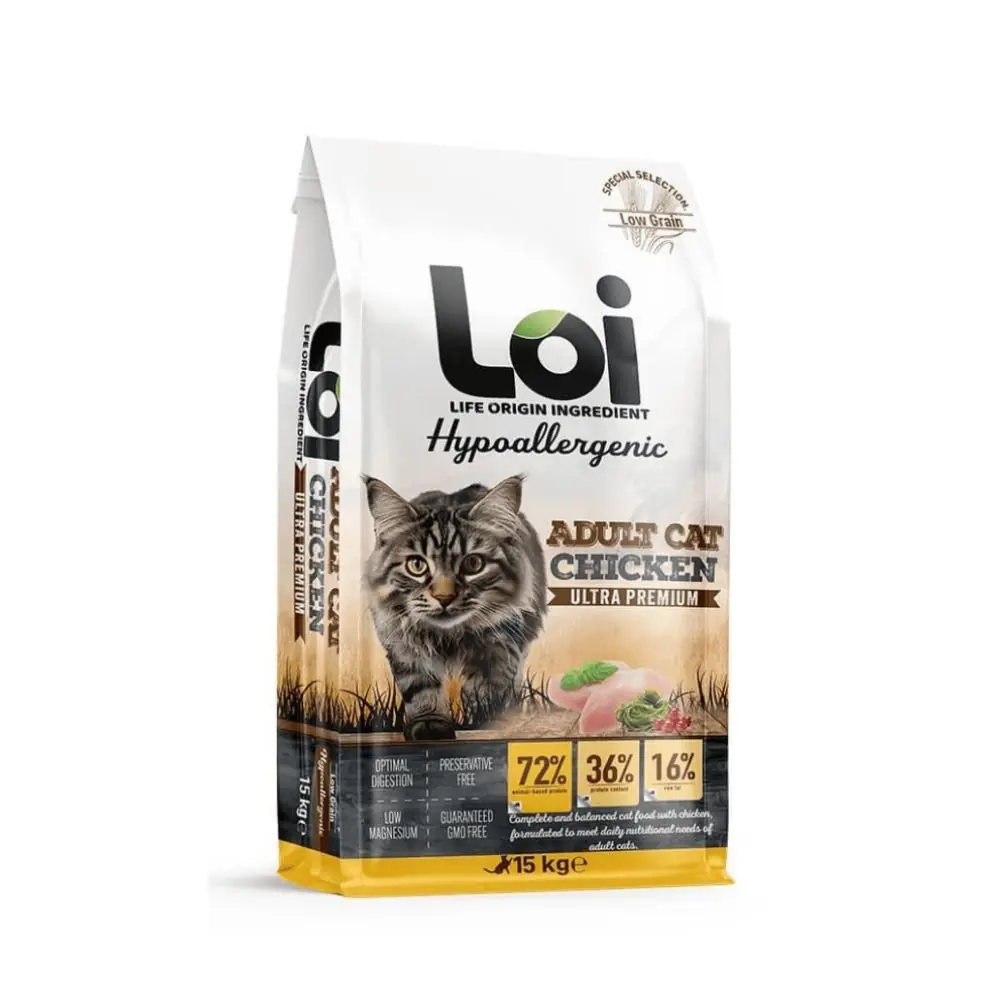 Loi Yetişkin Tavuklu Kuru Kedi Maması - 15 KG