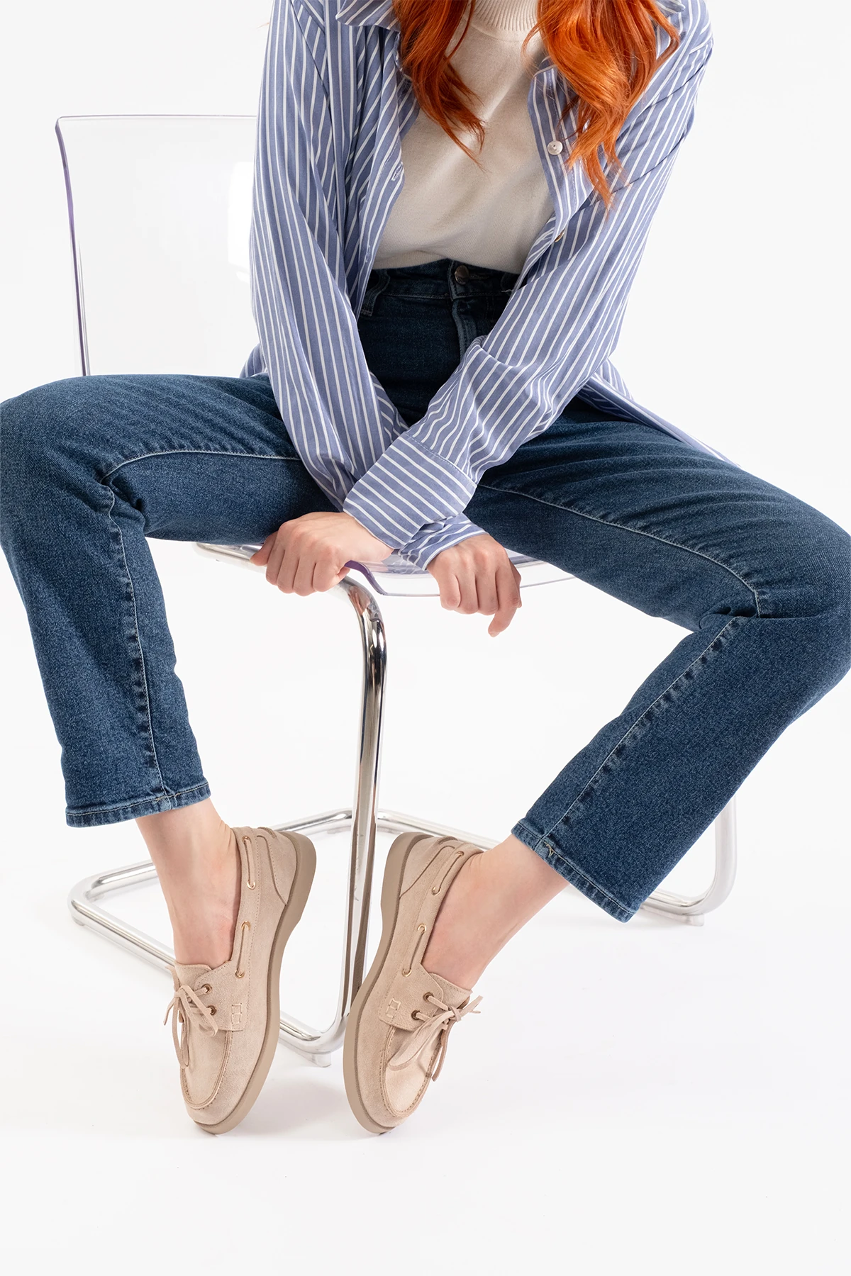 Rana Bej Süet Deri Kadın Loafer