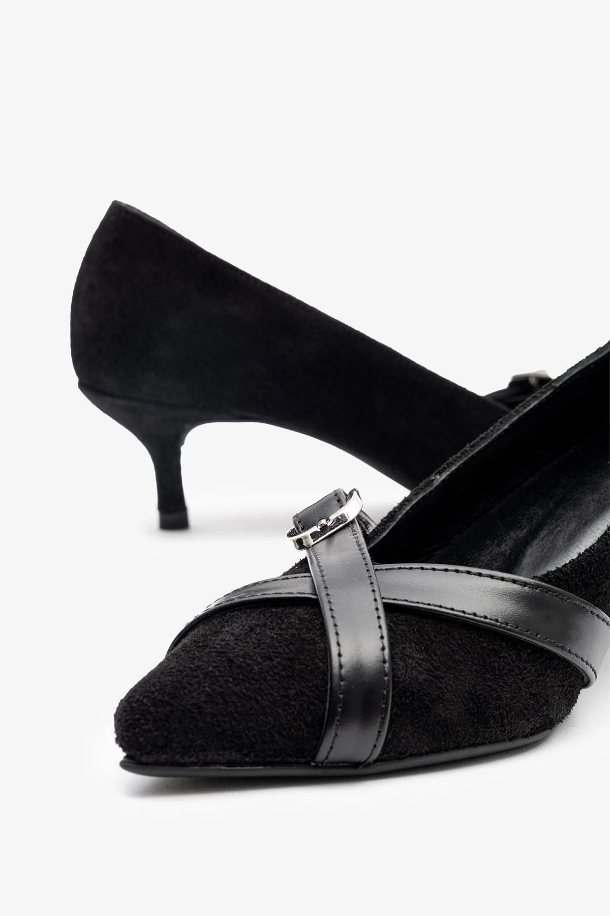 Simone Siyah Süet Deri Kadın Topuklu Ayakkabı