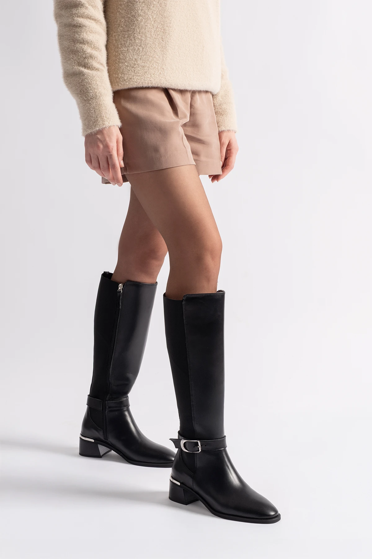 Rixor Siyah Deri Kadın Çizme