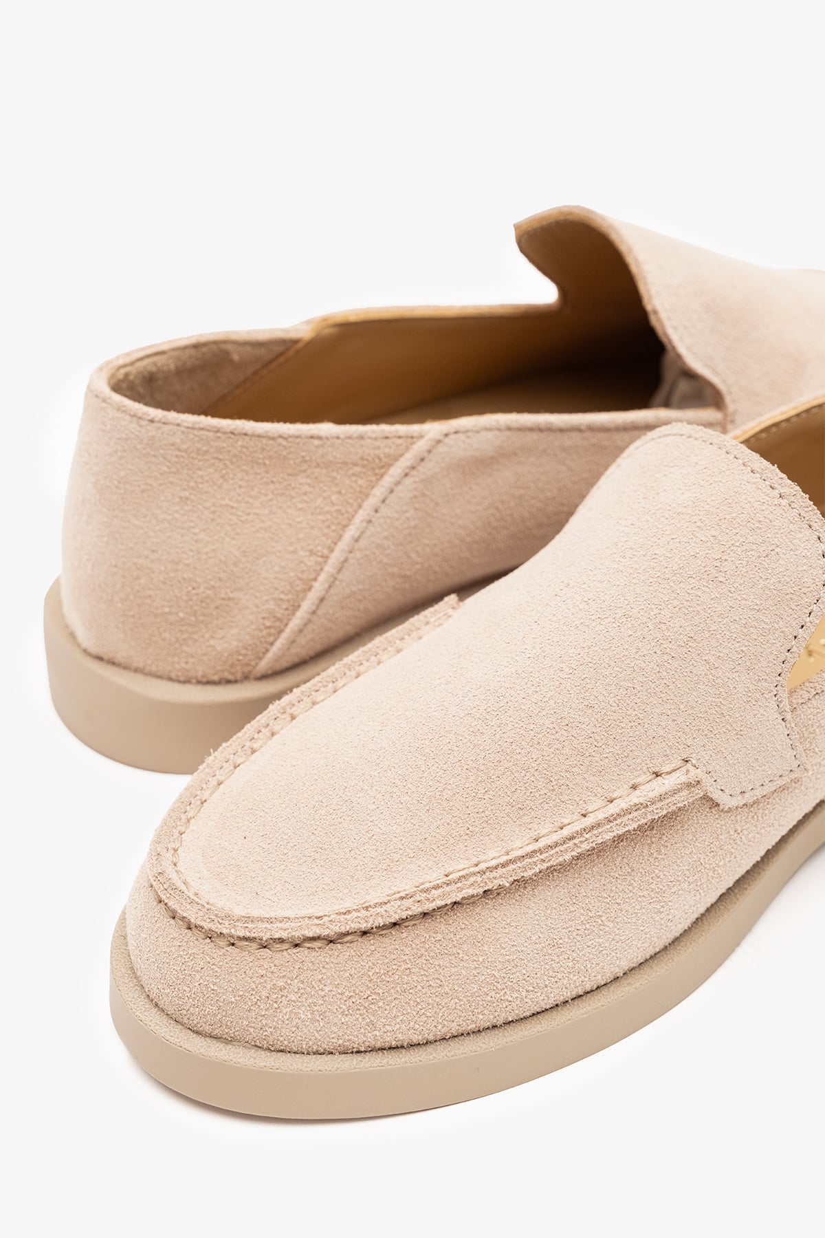 Olyne Bej Süet Deri Kadın Loafer