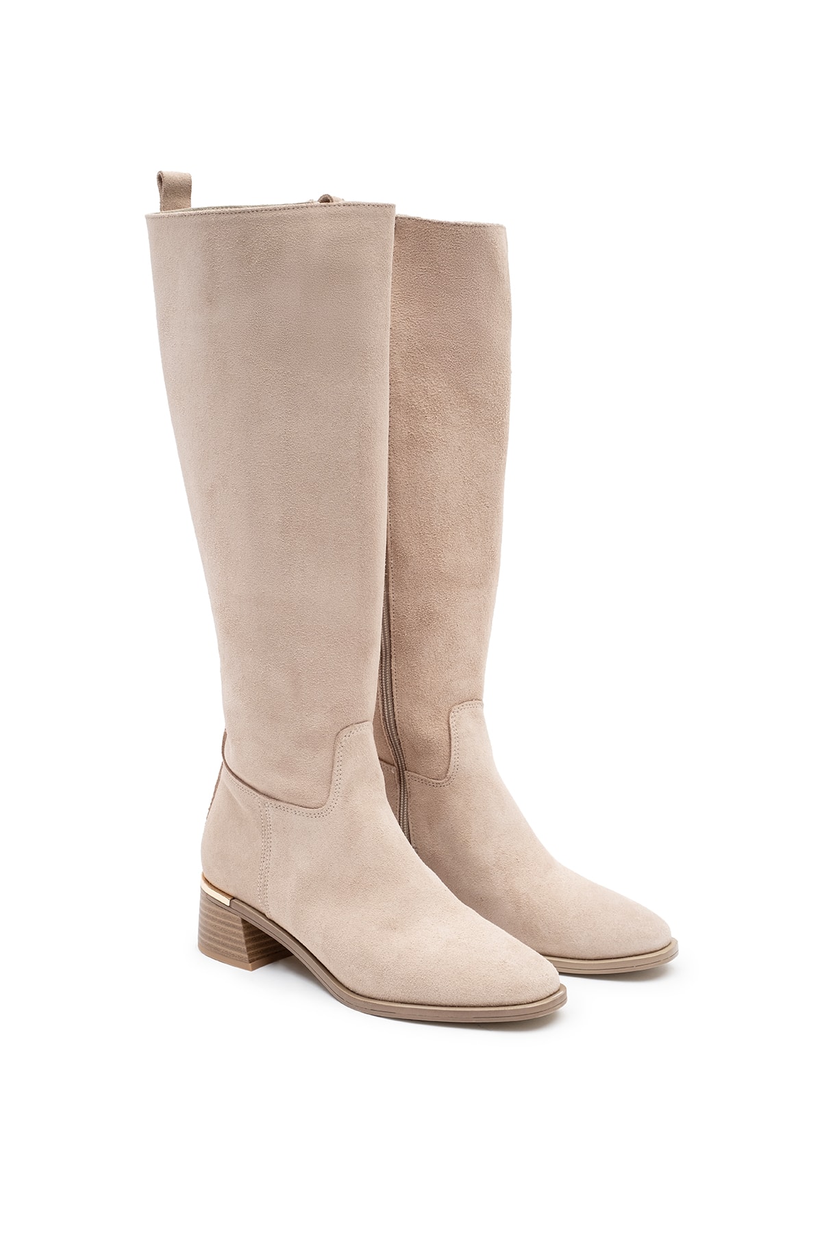 Mosby Bej Süet Deri Kadın Çizme