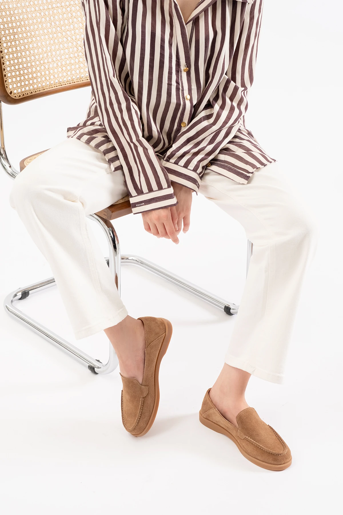 Olyne Sigaro Süet Deri Kadın Loafer