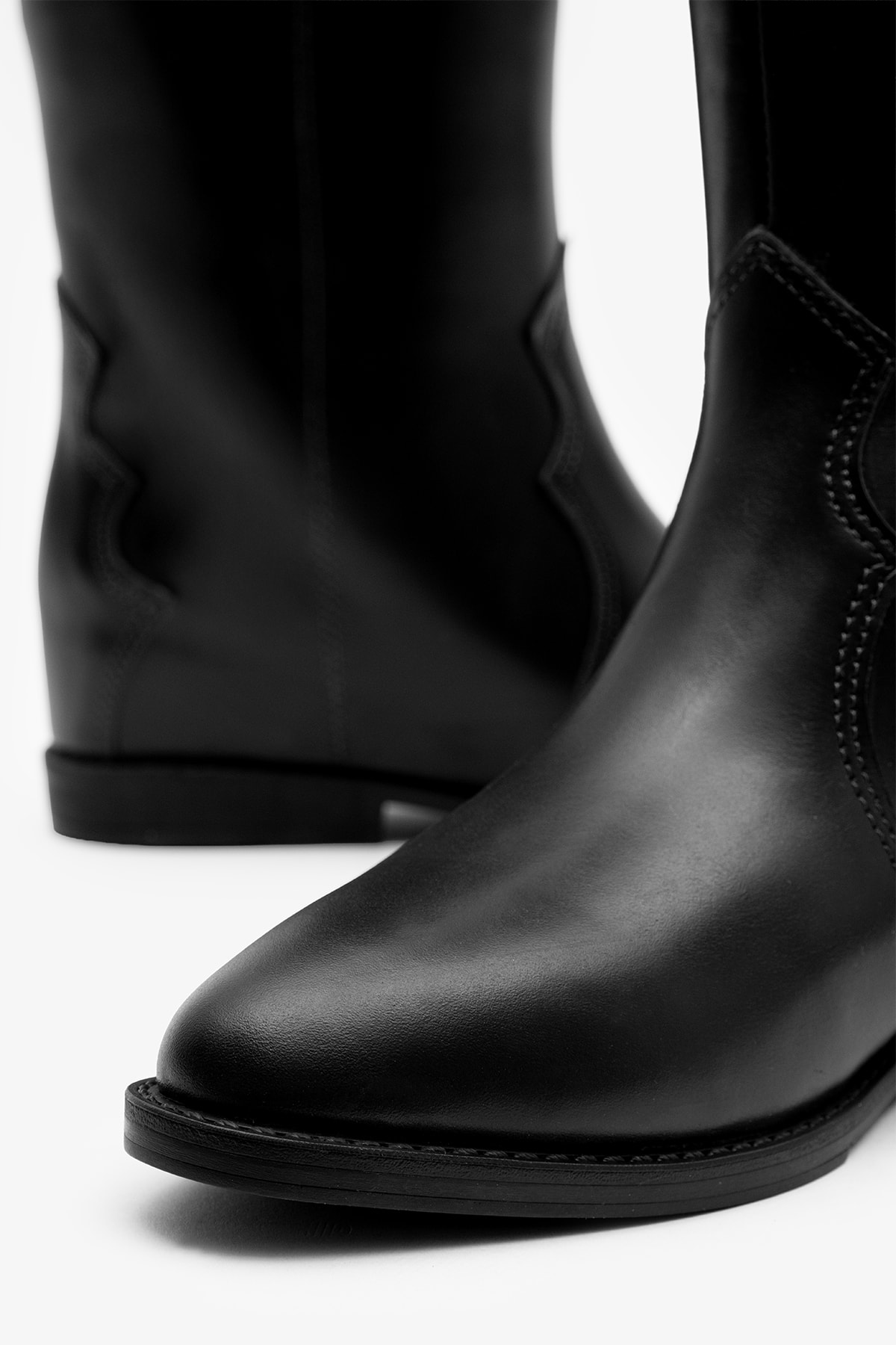 Kora Siyah Deri Kadın Gizli Topuk Çizme