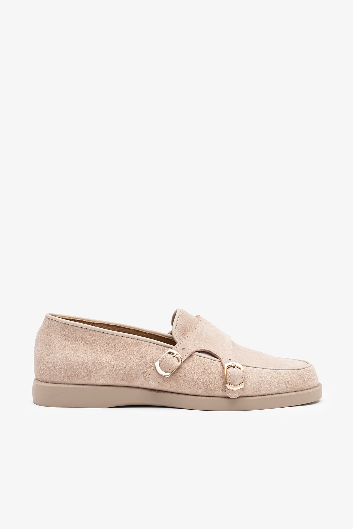 Gerox Bej Süet Deri Kadın Loafer