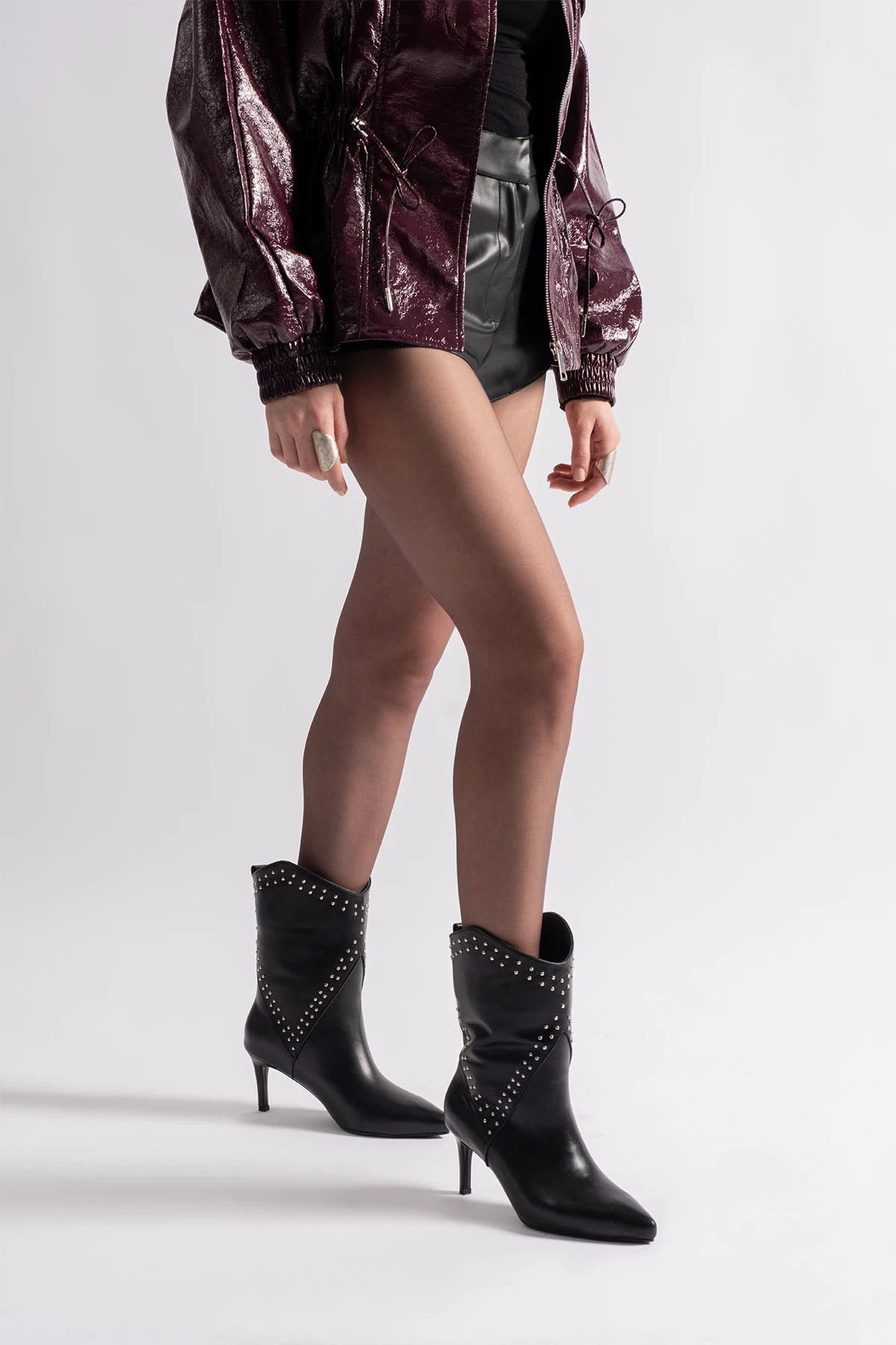 Lysa Siyah Deri Kadın Topuklu Bot