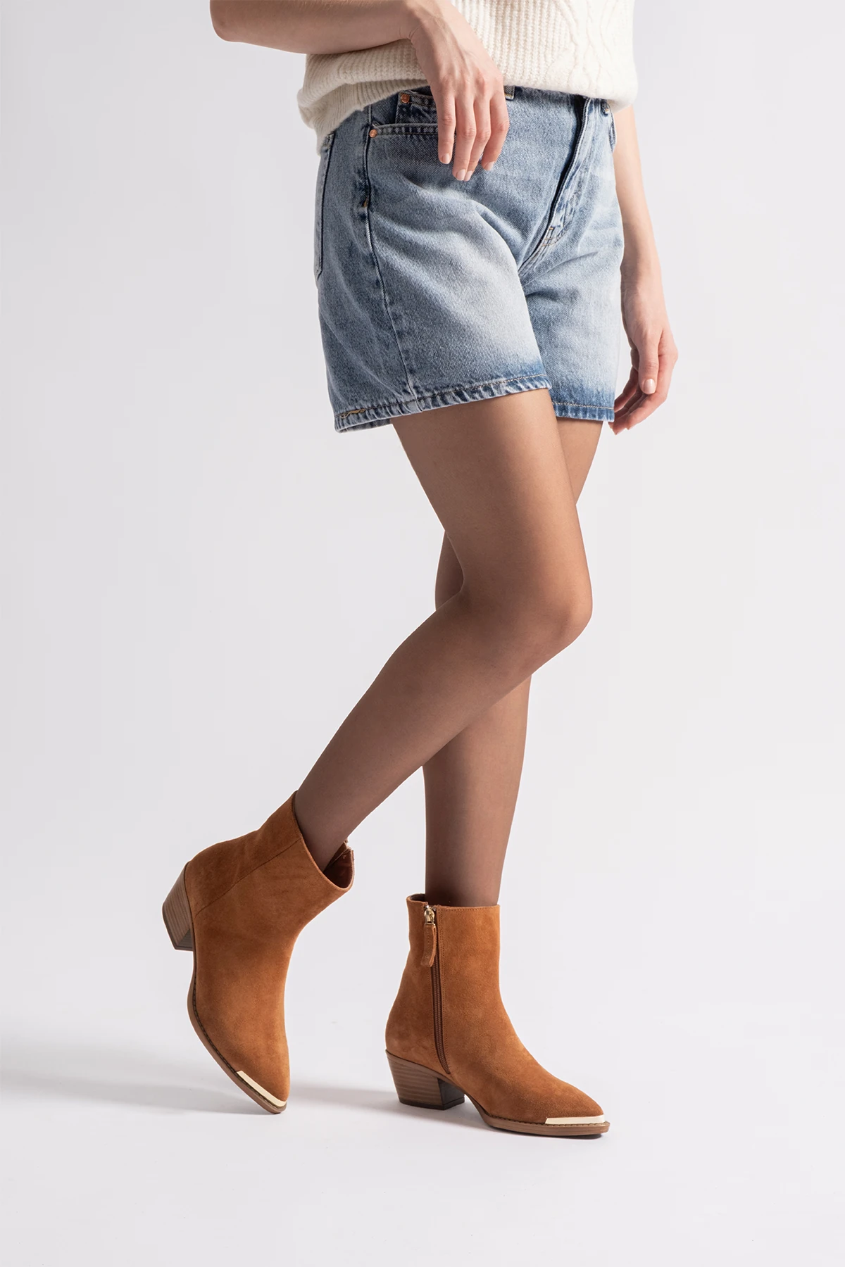 Medna Taba Süet Deri Kadın Bot