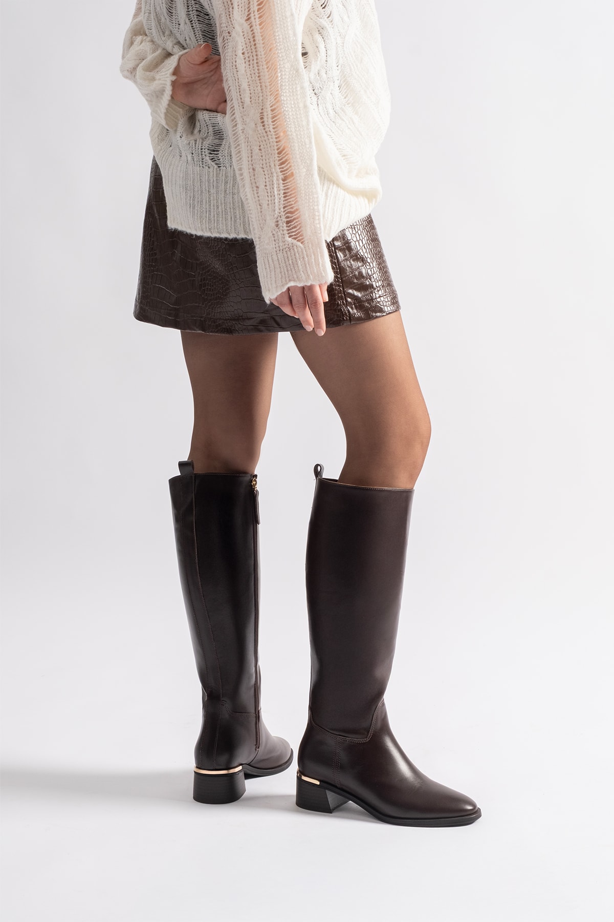 Mosby Kahverengi Deri Kadın Çizme