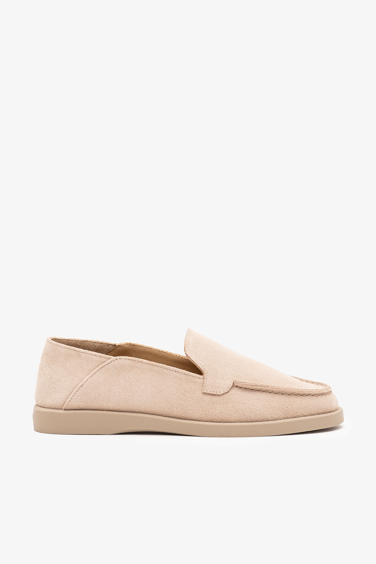 Olyne Bej Süet Deri Kadın Loafer