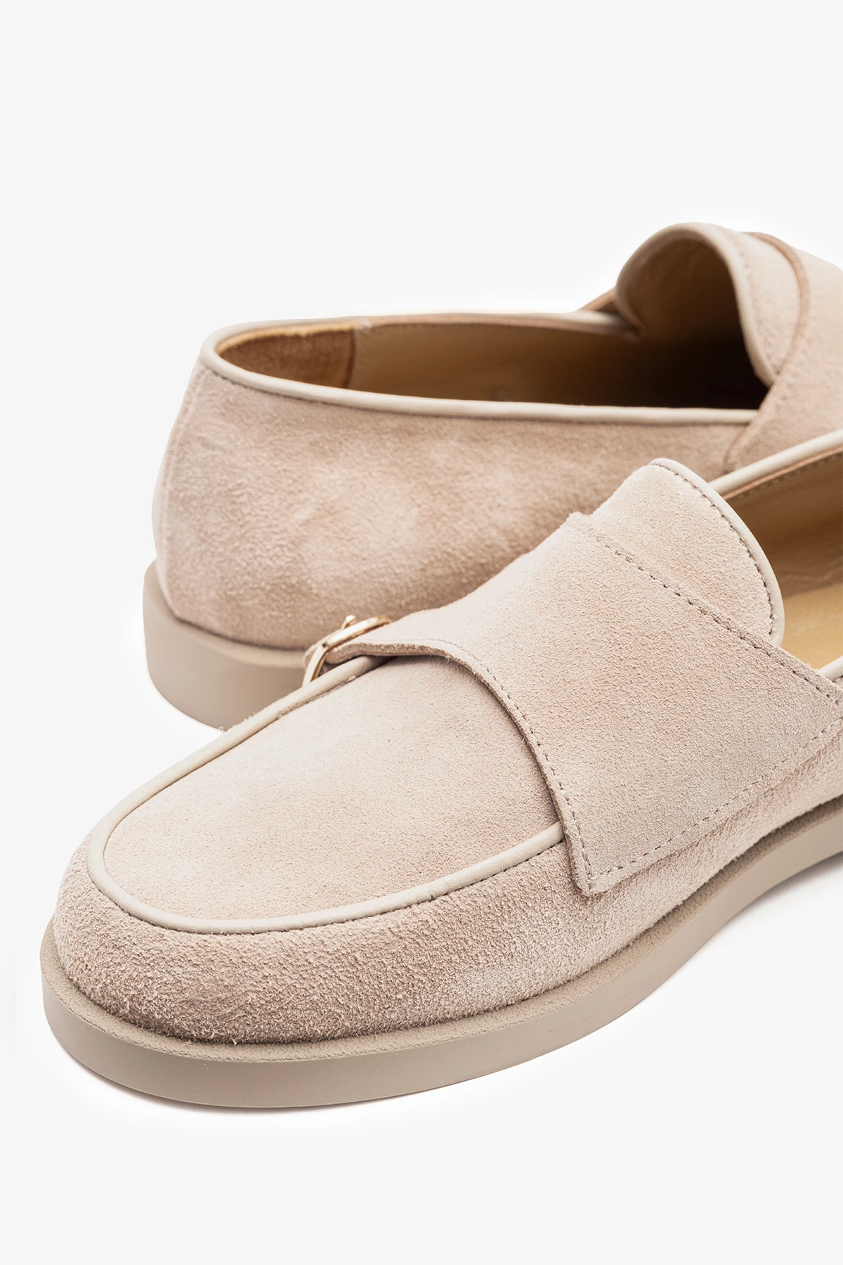 Gerox Bej Süet Deri Kadın Loafer