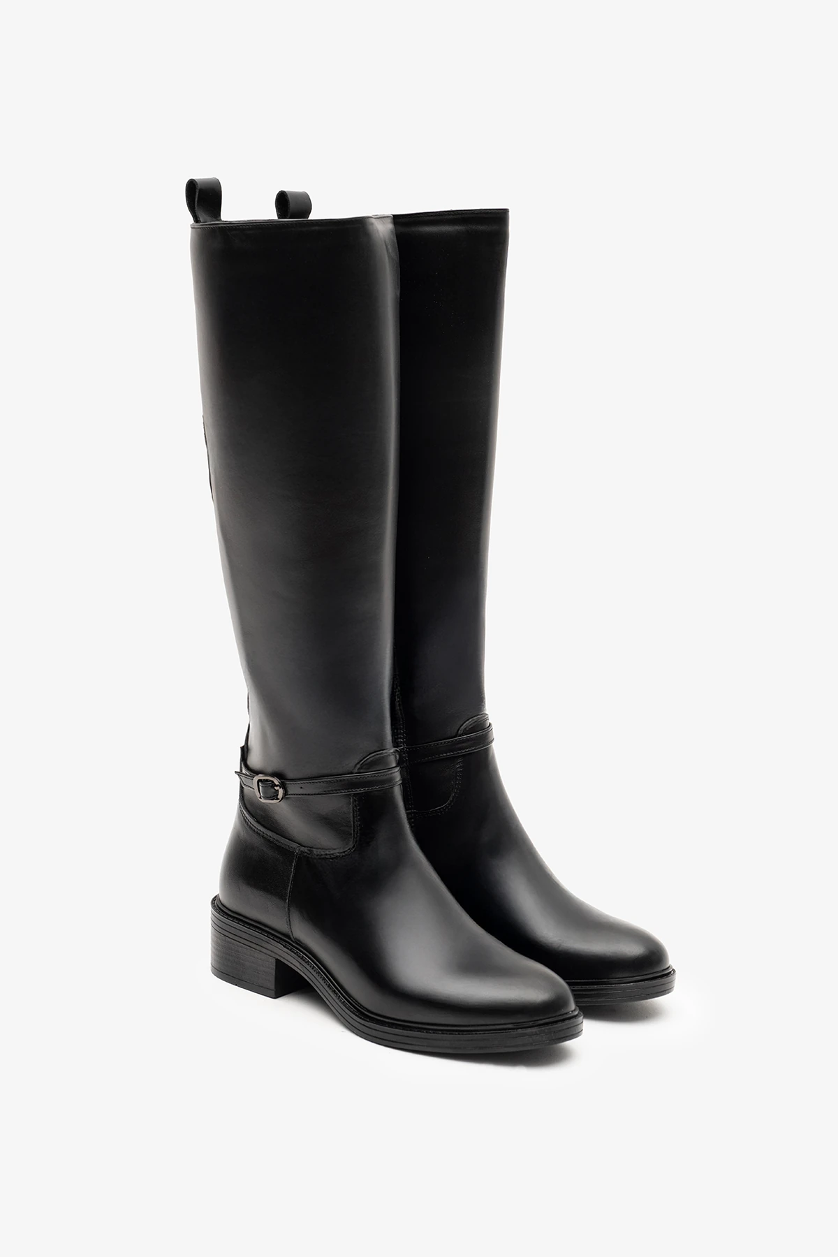 Manila Siyah Deri Kadın Çizme