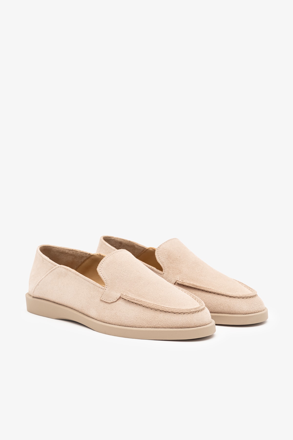 Olyne Bej Süet Deri Kadın Loafer