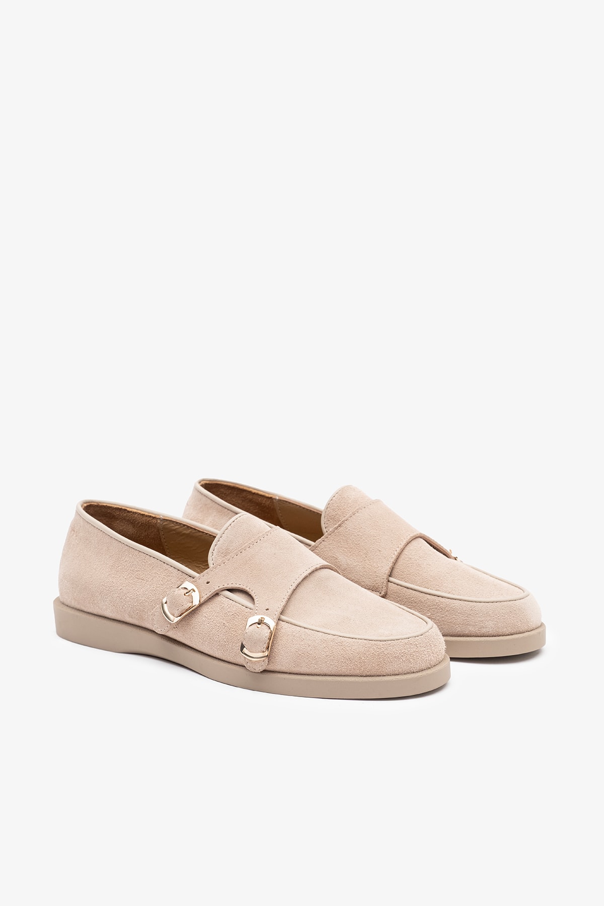 Gerox Bej Süet Deri Kadın Loafer