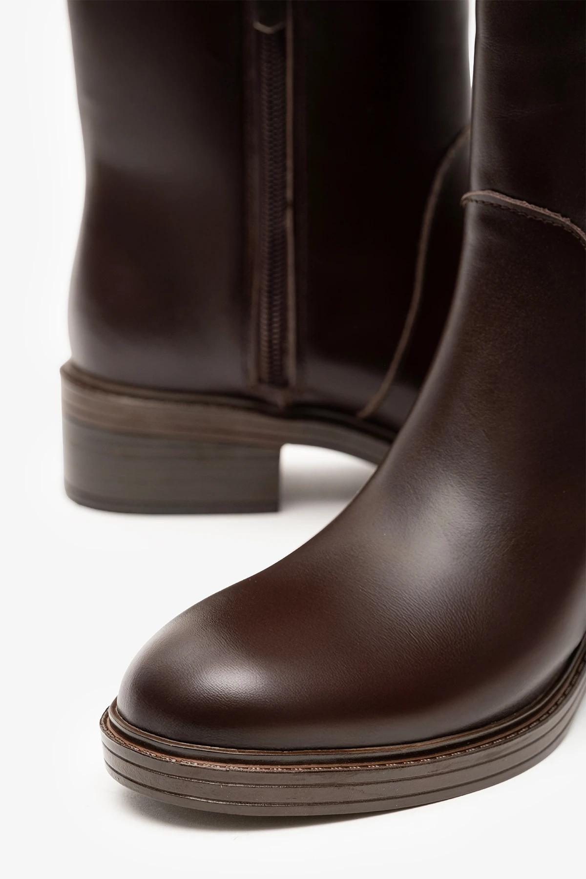 Tracy Kahverengi Deri Kadın Diz Üstü Çizme