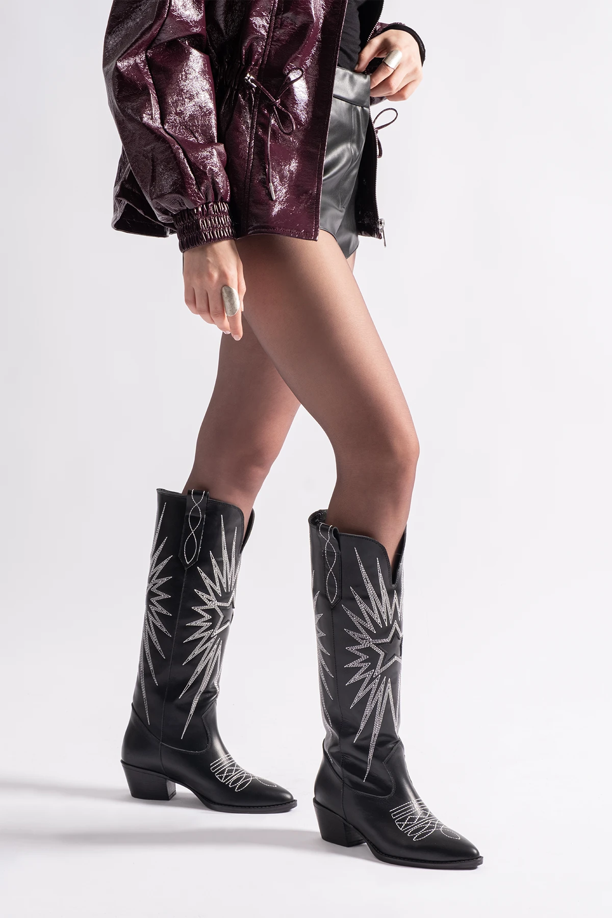 Frea Siyah Deri Kadın Çizme