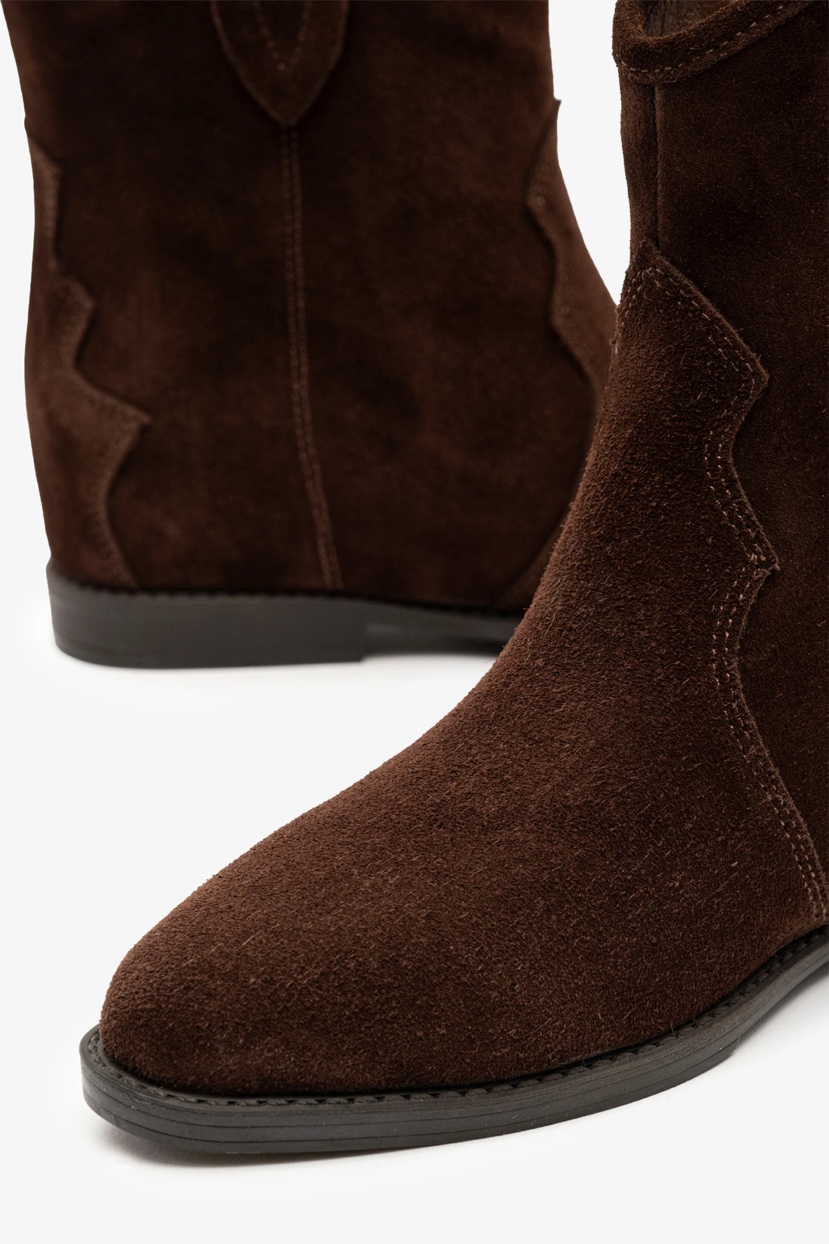 Concus Kahverengi Süet Deri Kadın Gizli Topuk Bot