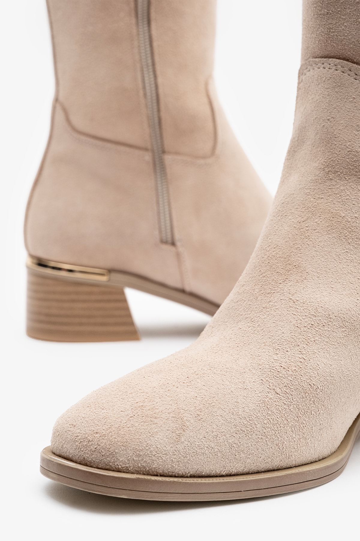 Mosby Bej Süet Deri Kadın Çizme