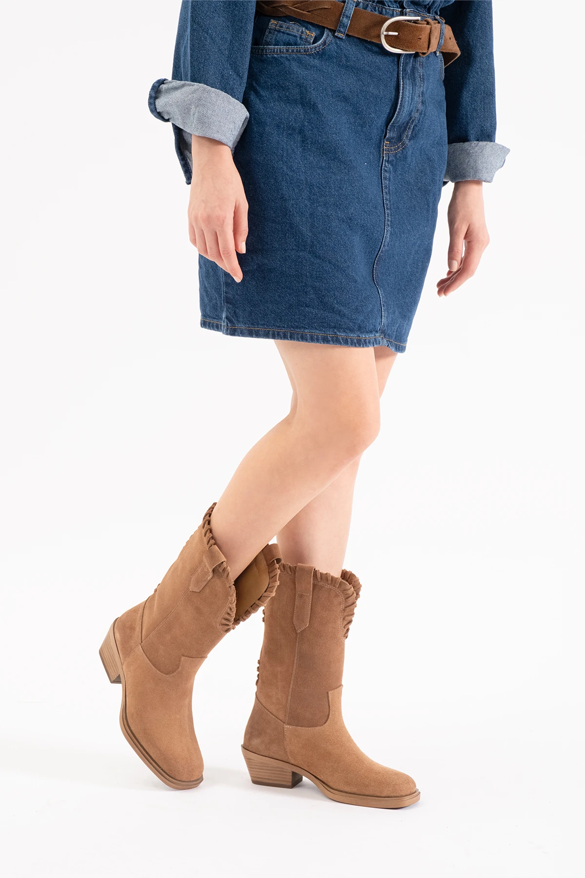 Dema Sigaro Süet Deri Kadın Bot