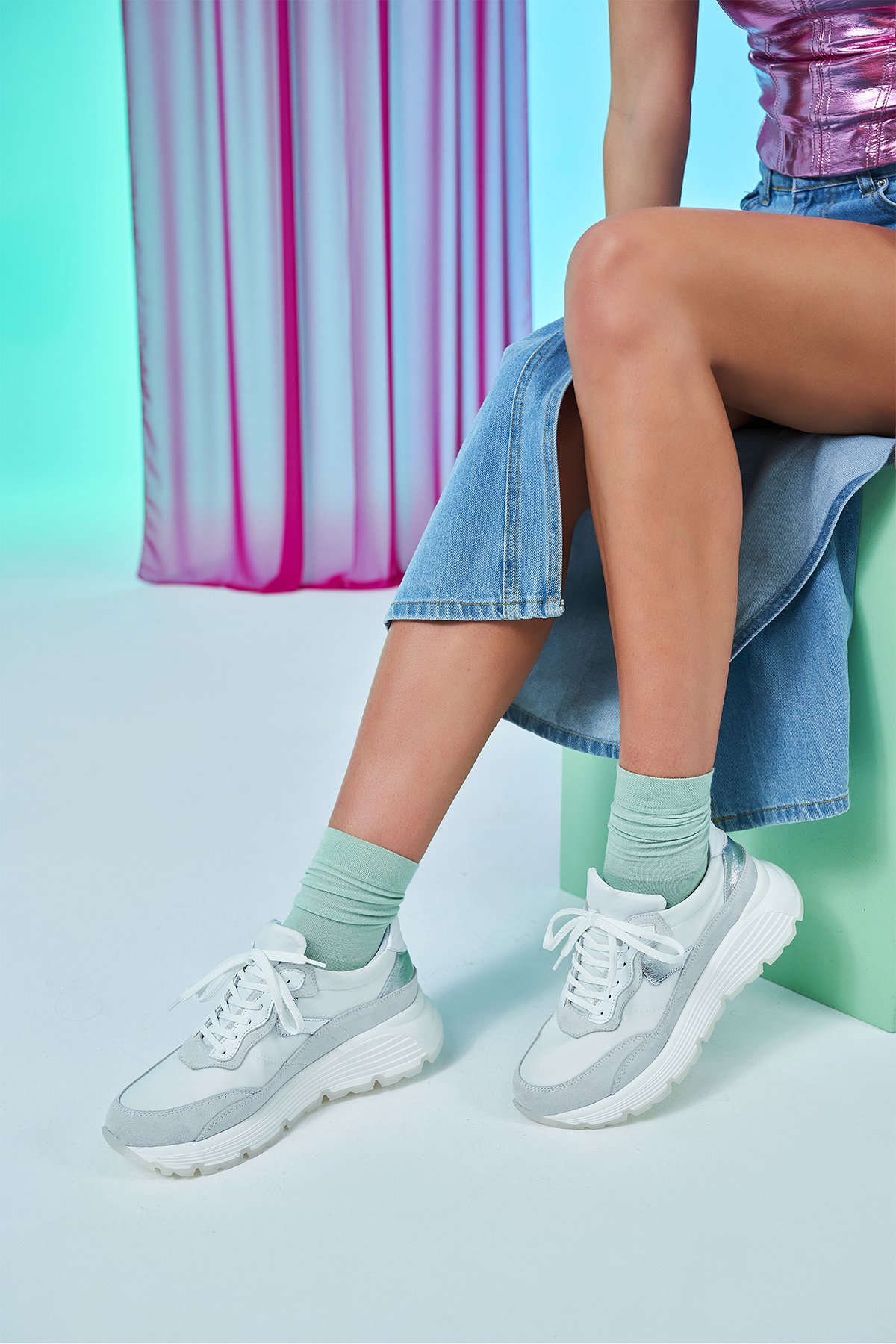 Lilac Hakiki Deri Kadın Sneakers