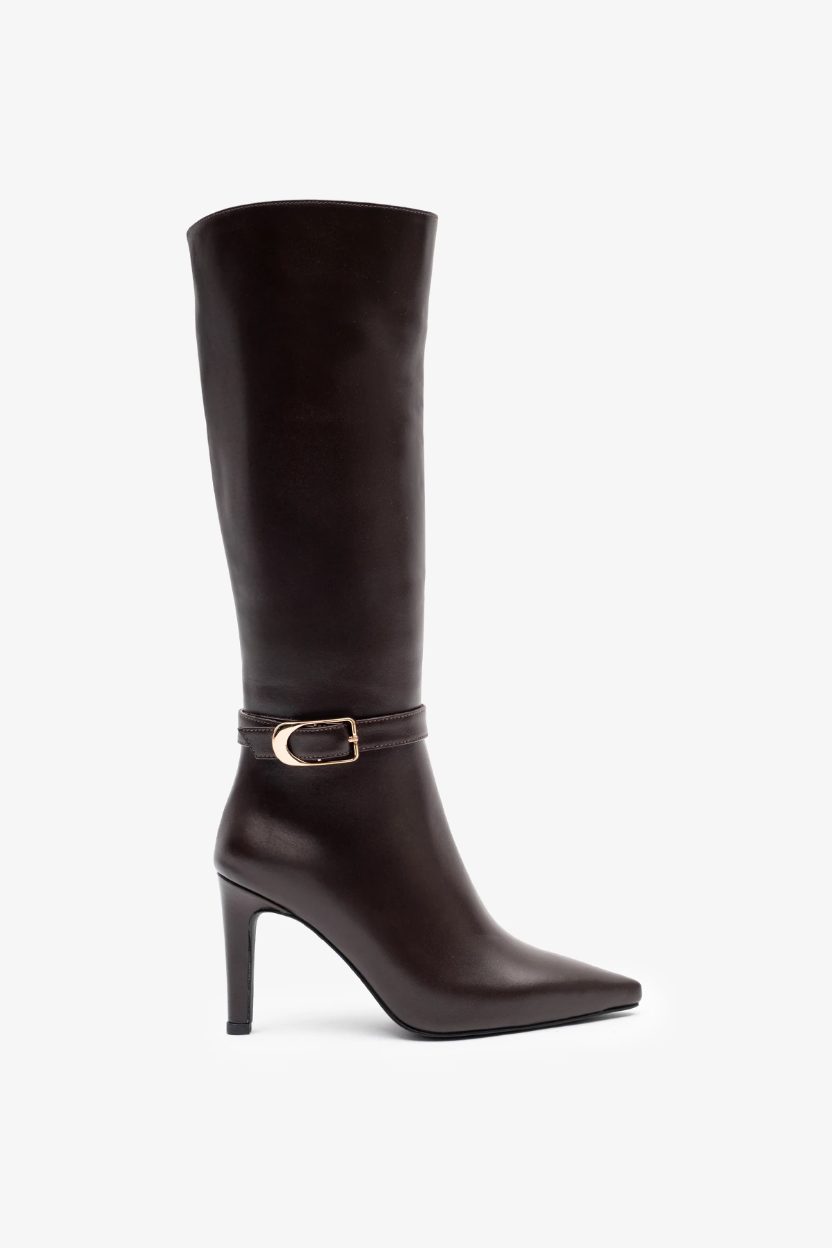 Jude Kahverengi Deri Kadın Topuklu Çizme