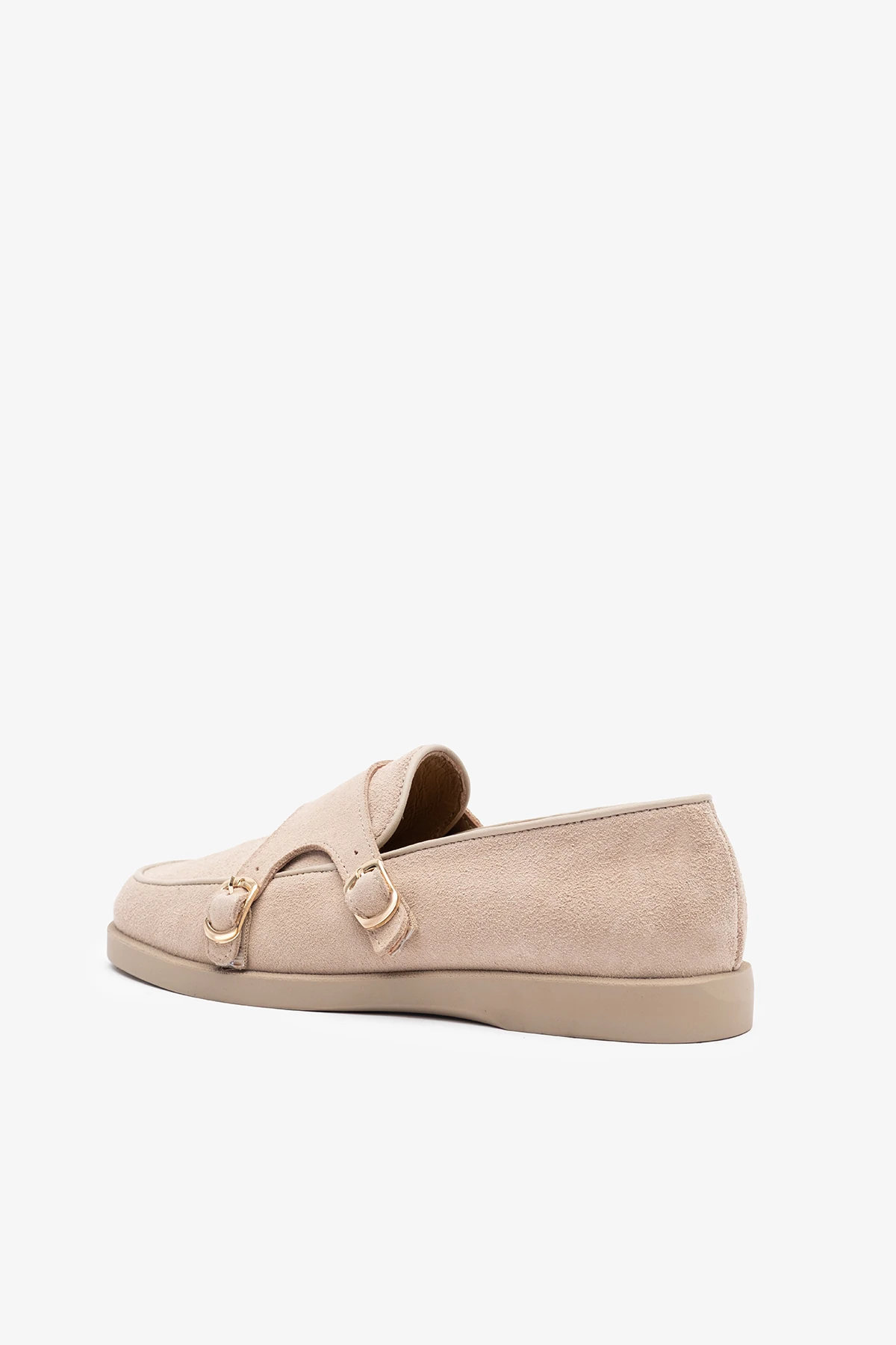 Gerox Bej Süet Deri Kadın Loafer