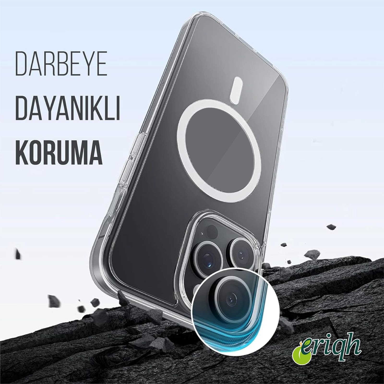 iPhone 11 Uyumlu Sert Şeffaf Kılıf | MagSafe Destekli | Sararma Yapmaz