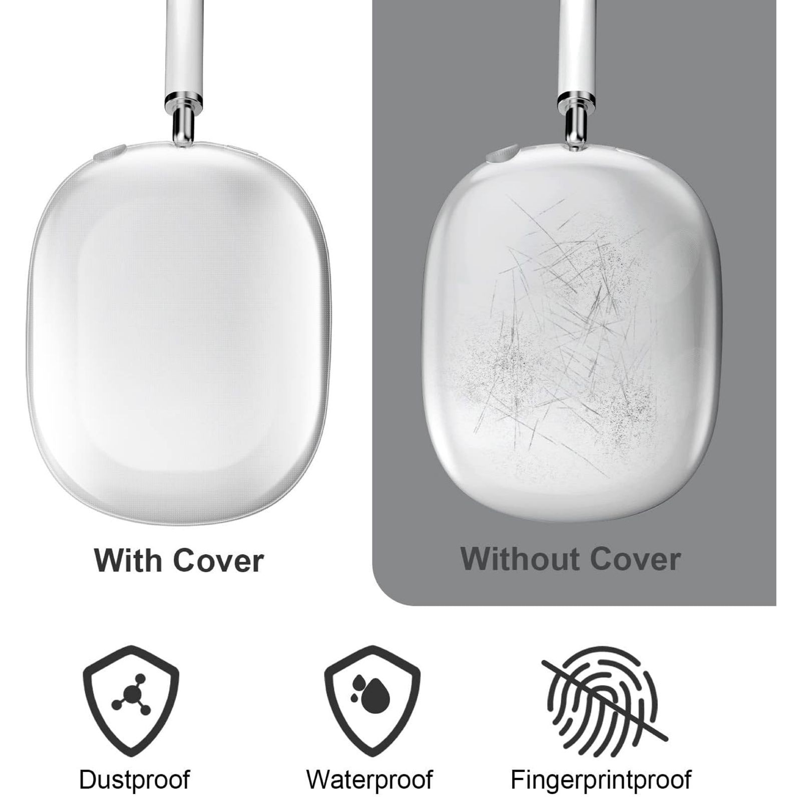 AirPods Max için Kılıf Kapak, Şeffaf Yumuşak Kılıf Çizilmez, Kulaklıklar için Koruyucu Kapak