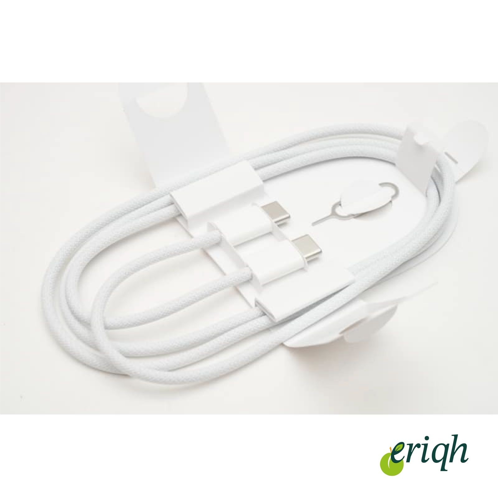 60W Destekli Iphone Uyumlu TypeC To TypeC Hızlı Şarj Kablosu ve sim kart iğnesi Beyaz 1 Metre ÖRGÜ