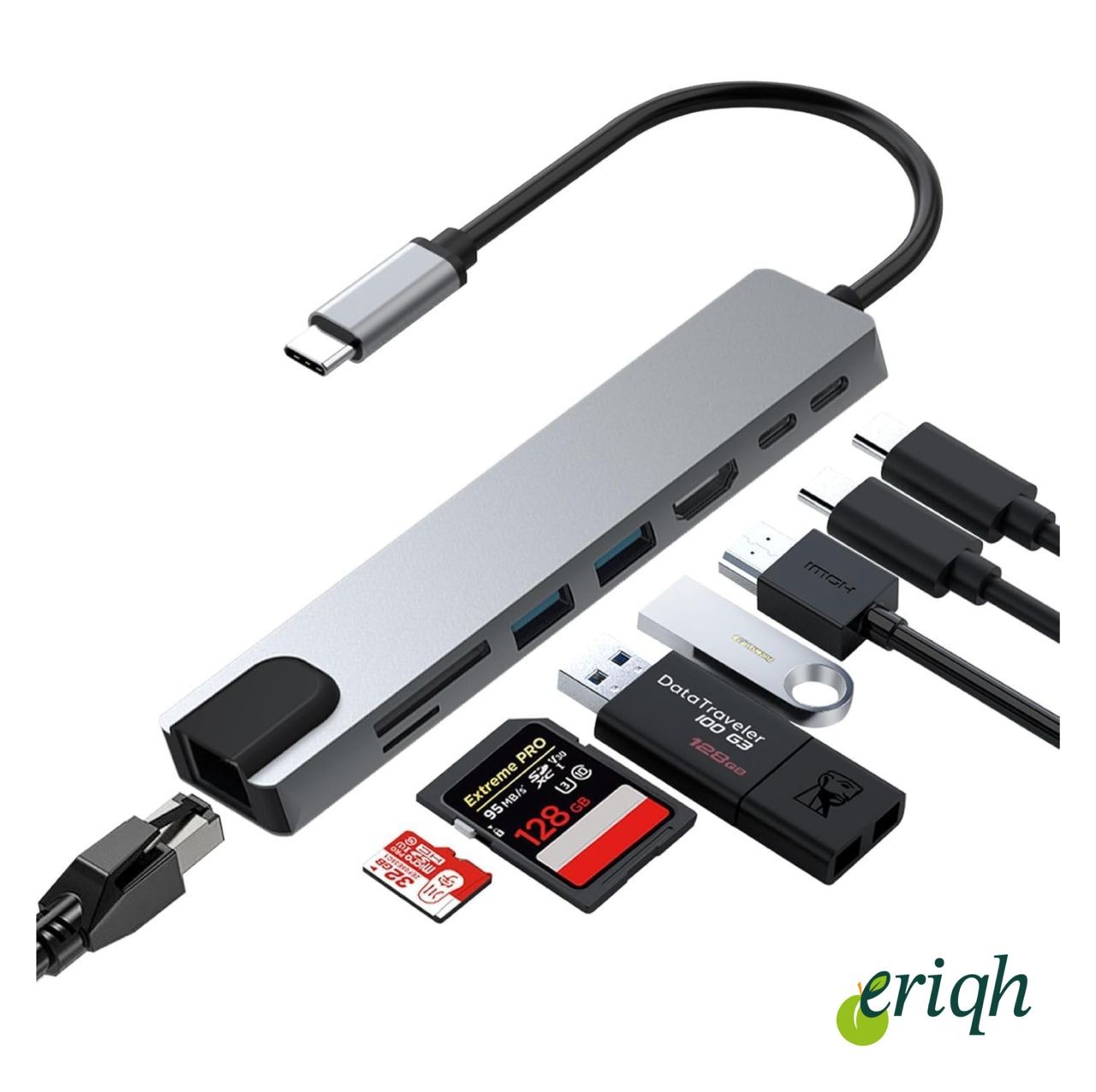 USB-C Hub 8 in 1 Dönüştürücü | MacBook Pro / Air Uyumlu | HDMI + USB + SD + Type-C Çoklayıcı