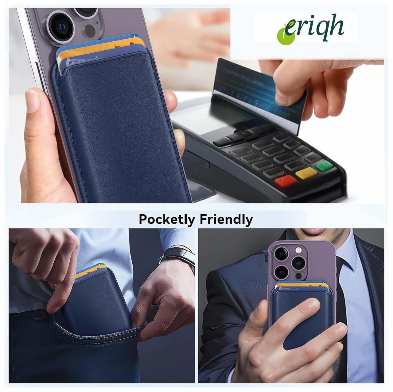 ERİQH iPhone 11-12-13-14-15-16 Serileri ile Uyumlu Magsafe Mıknatıslı Kartlık Deri Cüzdan