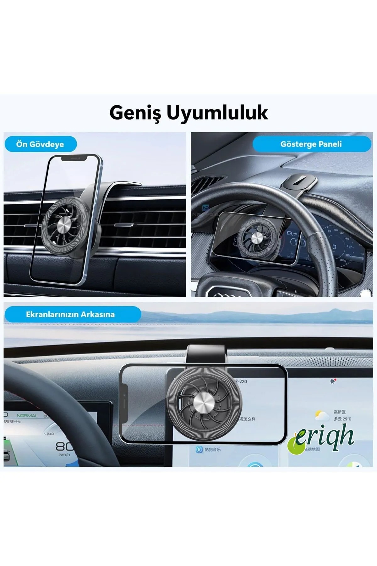 MagSafe ile Uyumlu bükülen Alüminyum Araç içi Telefon Tutucu iPhone 11 pro max ve üzeri uyumlu