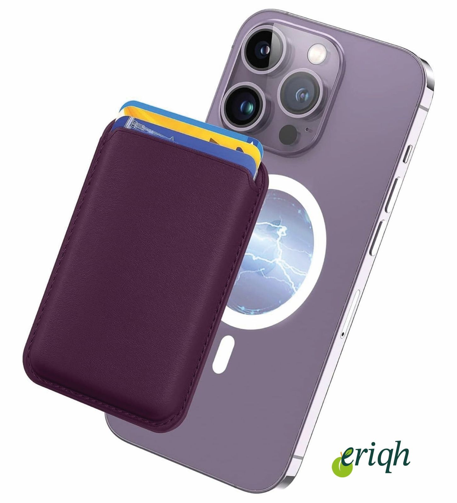 ERİQH iPhone 11-12-13-14-15-16 Serileri ile Uyumlu Magsafe Mıknatıslı Kartlık Deri Cüzdan