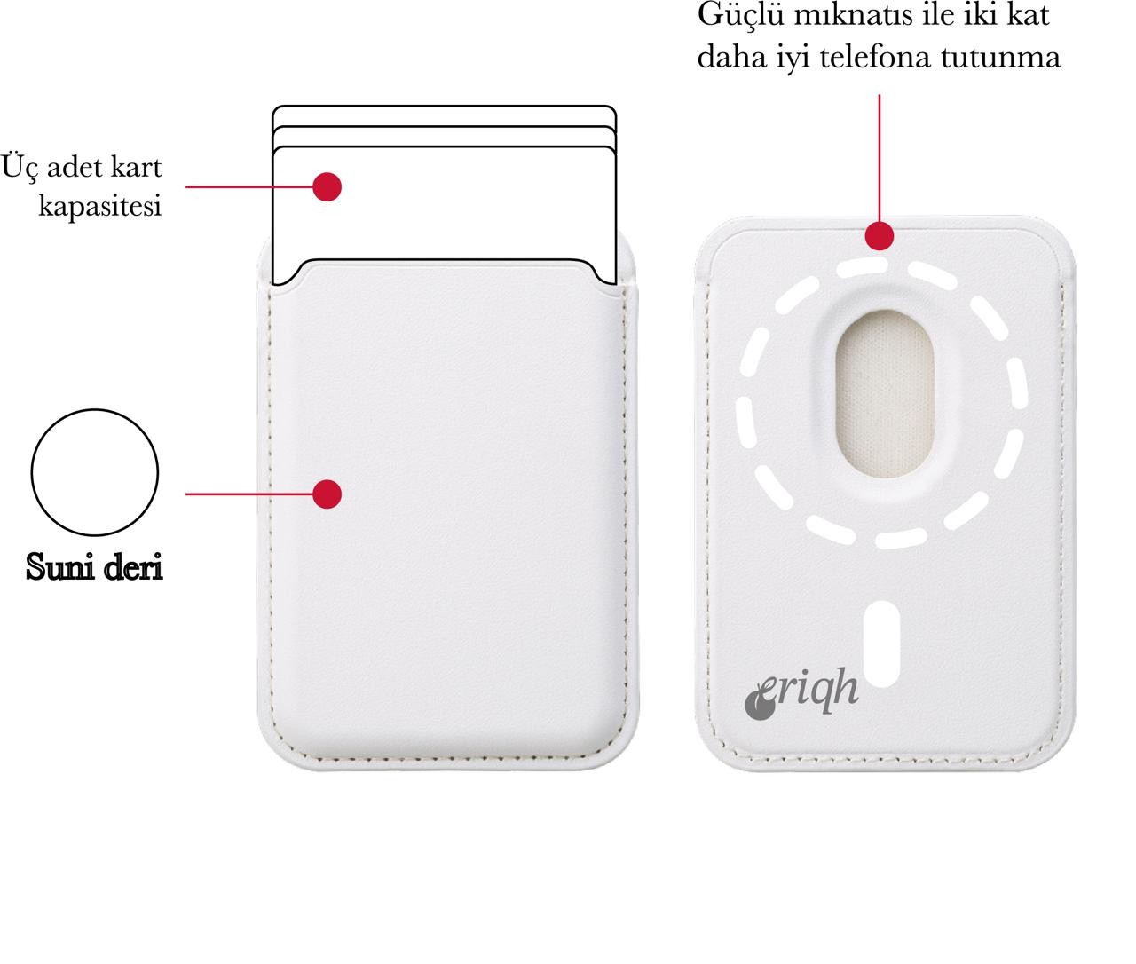ERİQH iPhone 11-12-13-14-15-16 Serileri ile Uyumlu Magsafe Mıknatıslı Kartlık Deri Cüzdan