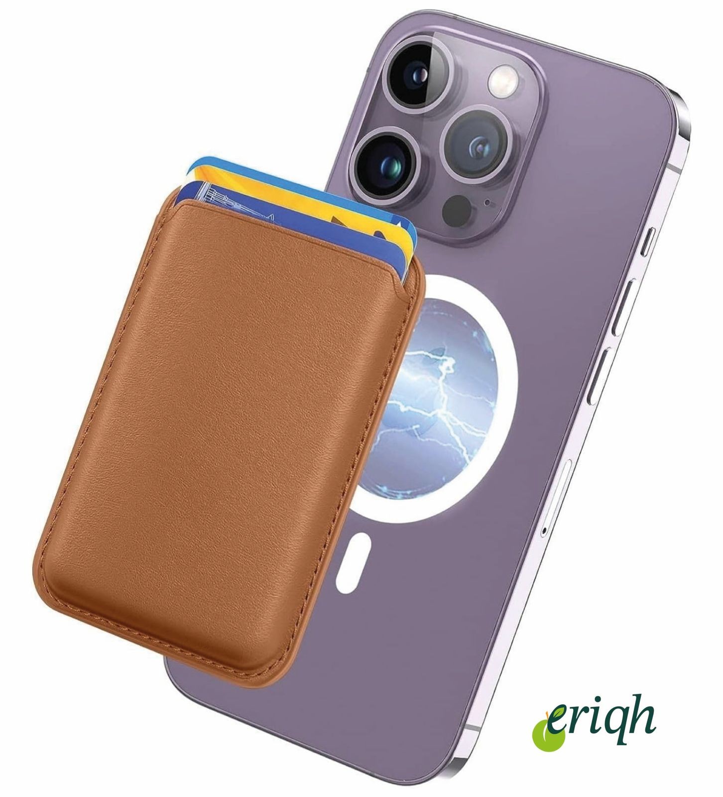 ERİQH iPhone 11-12-13-14-15-16 Serileri ile Uyumlu Magsafe Mıknatıslı Kartlık Deri Cüzdan