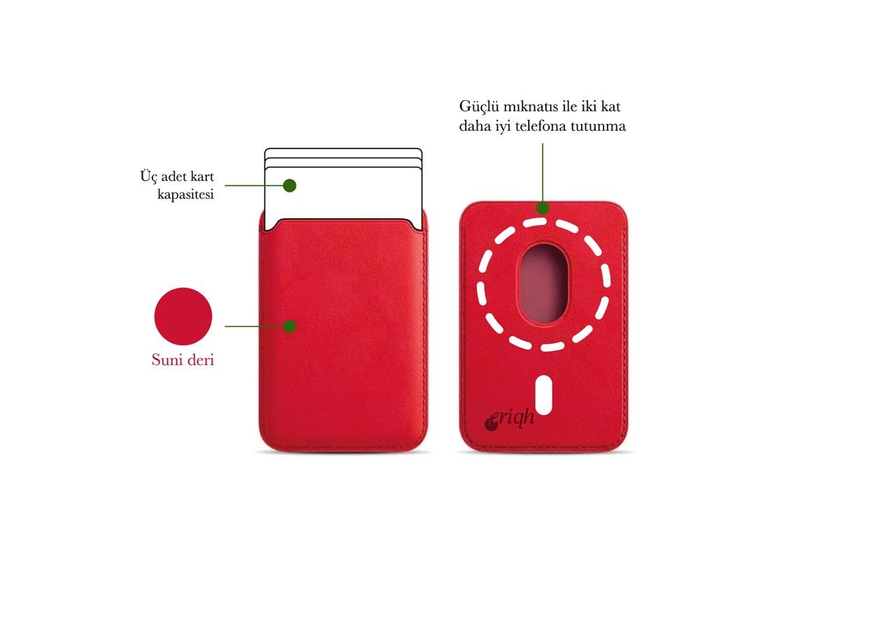 ERİQH iPhone 11-12-13-14-15-16 Serileri ile Uyumlu Magsafe Mıknatıslı Kartlık Deri Cüzdan