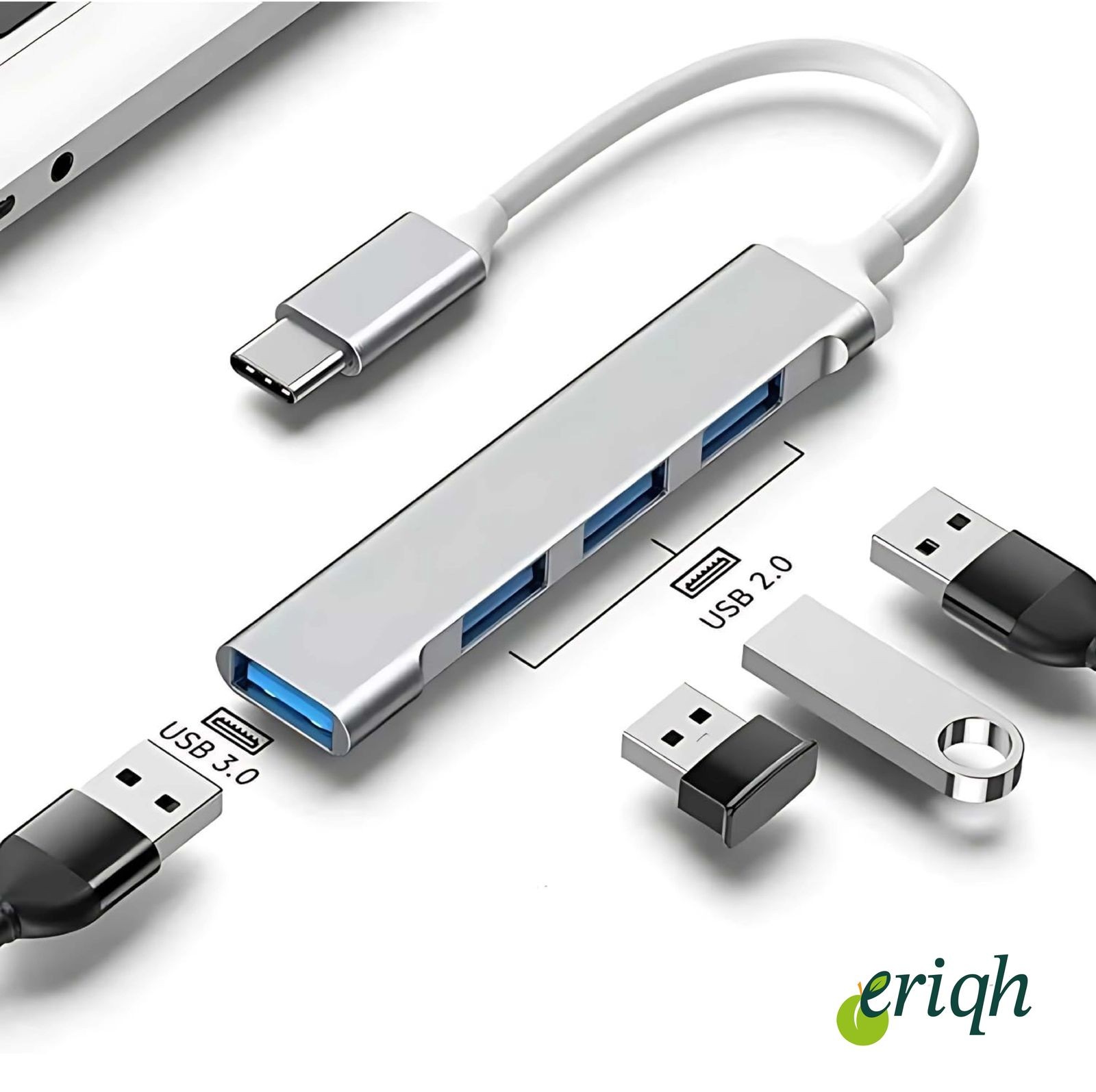 USB-C to 4 Port USB-A Çoklayıcı | Type-C Girişli USB Hub | MacBook & Laptop Uyumlu | USB 3.0 Çoklayıcı | Süper Hızlı Veri Aktarımı
