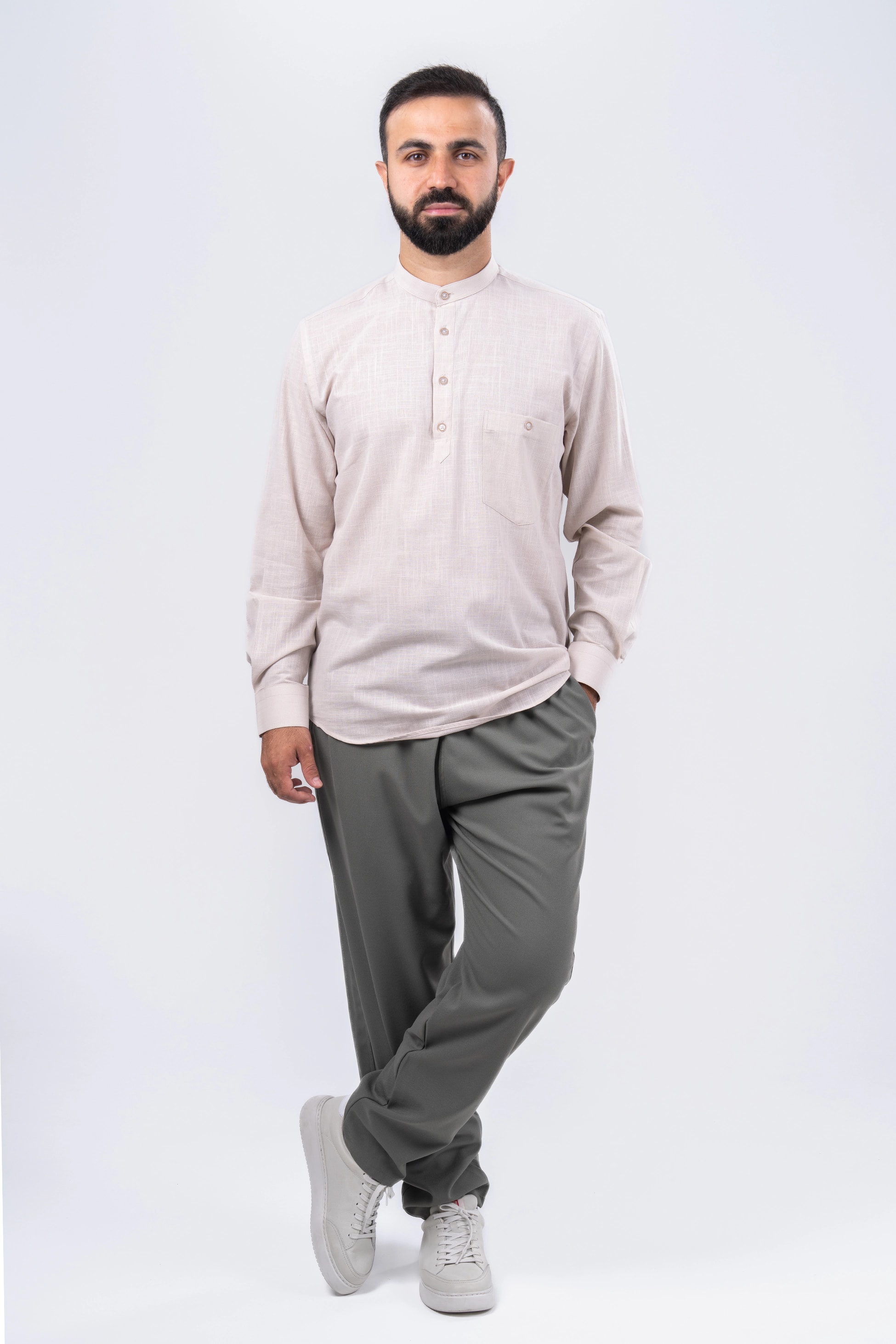 Vizon 4 Düğme Keten Gömlek