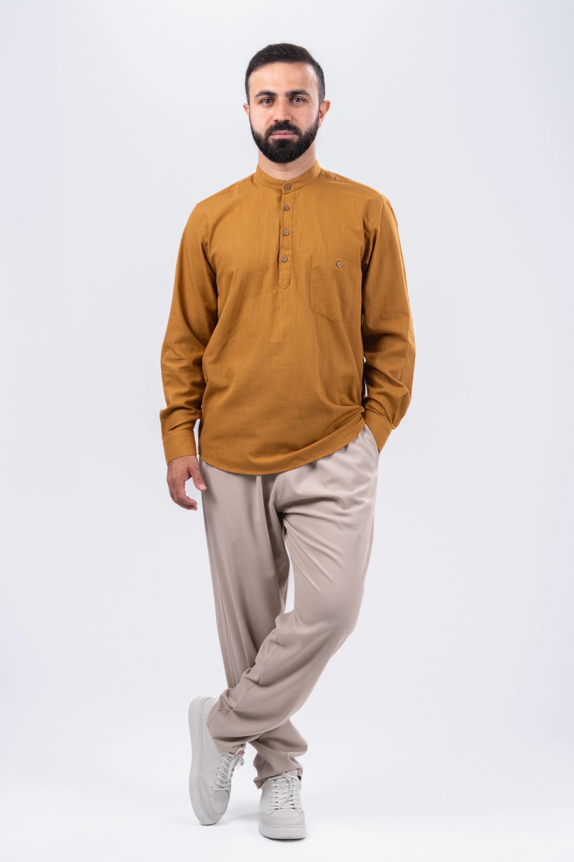 Hardal 4 Düğme Gömlek & Şalvar Kombin