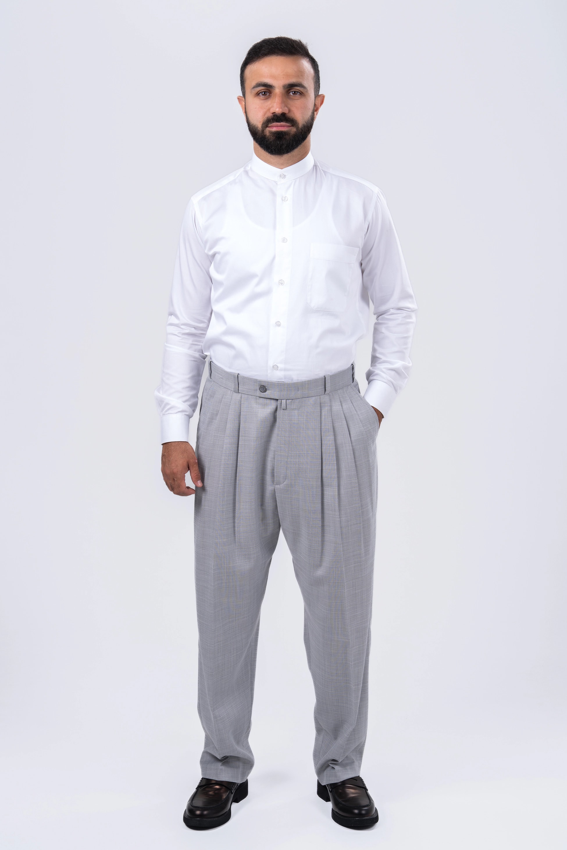 Gri 4 Pileli Şalvar