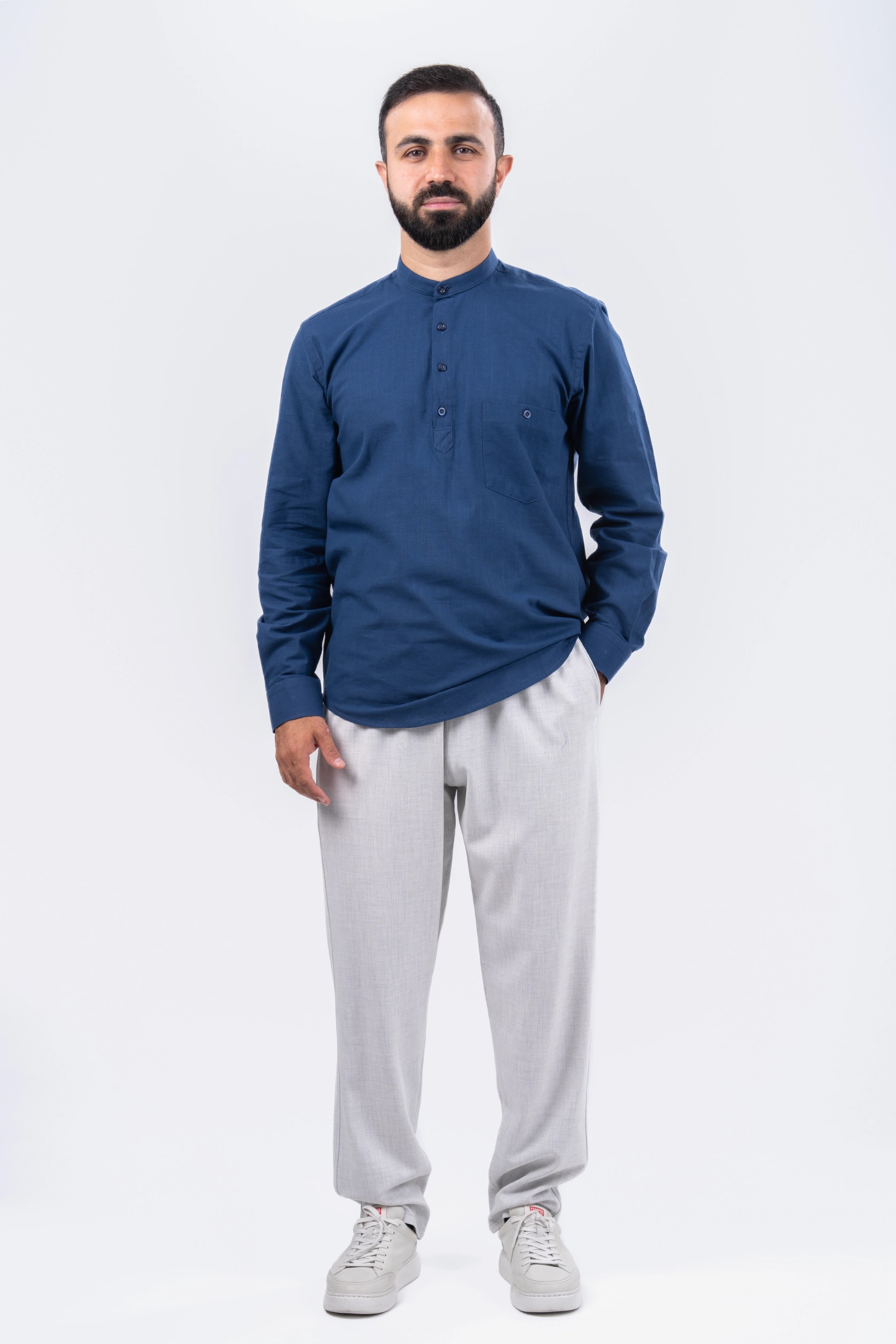 İndigo 4 Düğme Gömlek & Şalvar Kombin