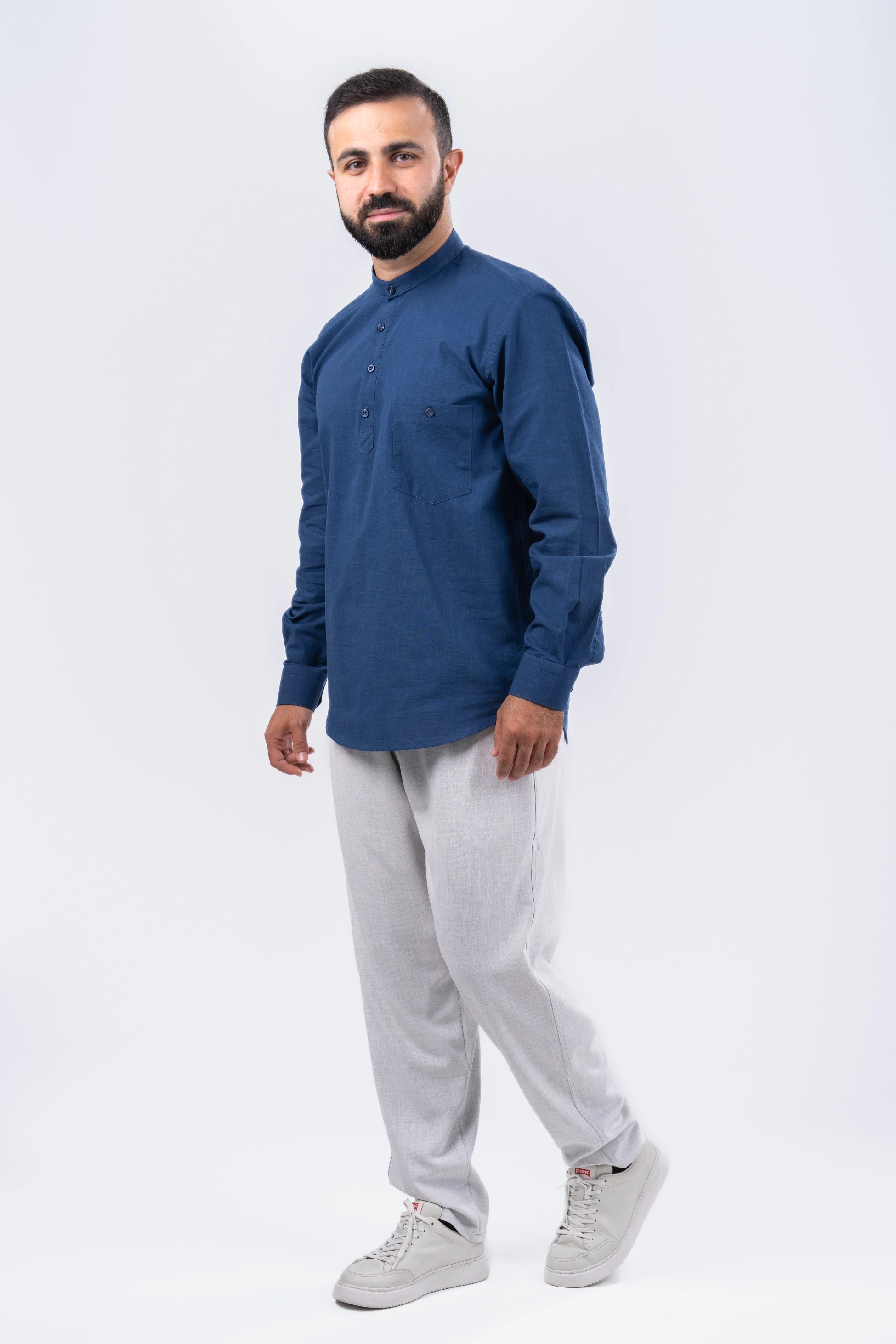 İndigo 4 Düğme Gömlek & Şalvar Kombin
