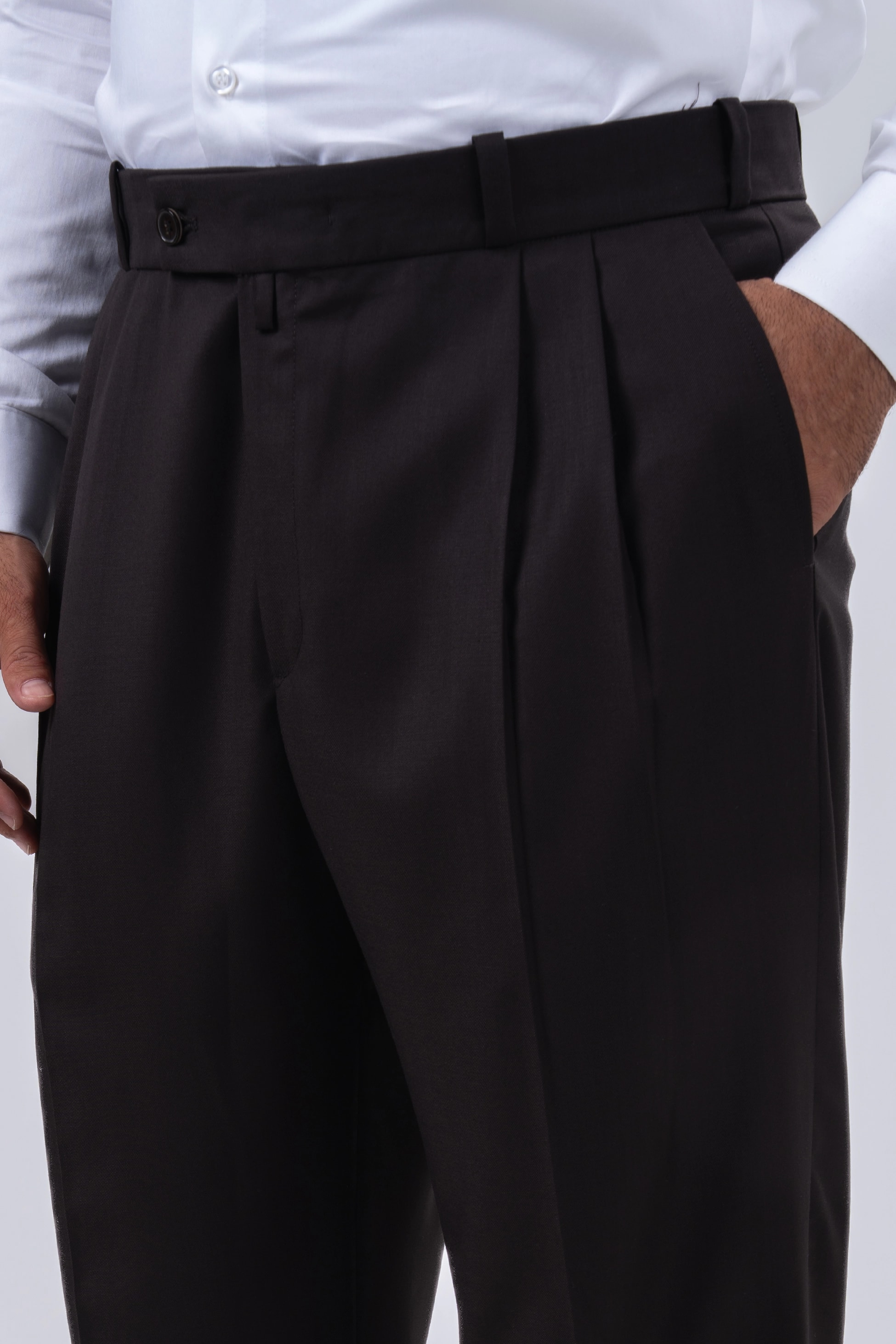 Kahverengi 2 Pileli Şalvar 