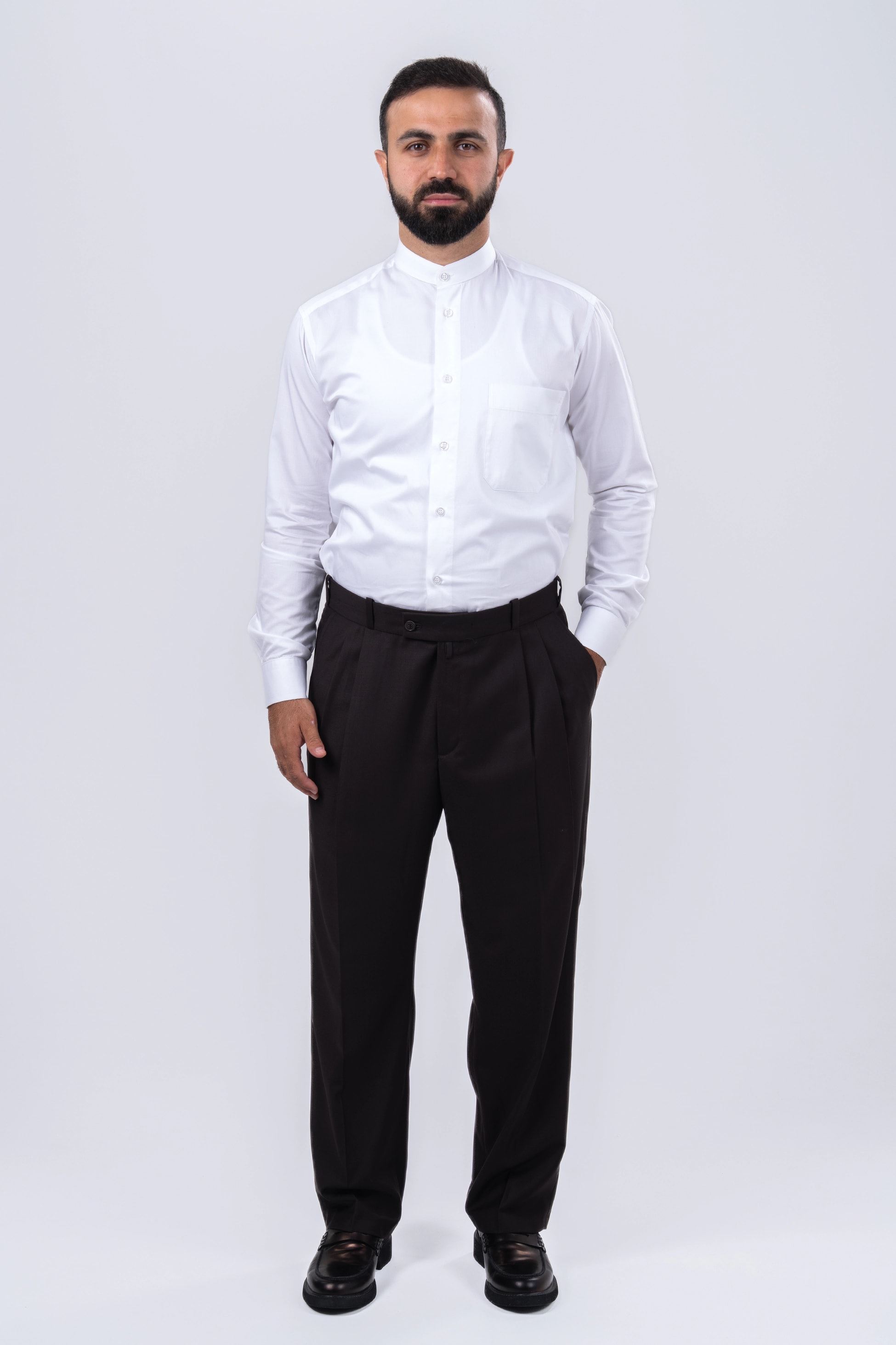 Kahverengi 2 Pileli Şalvar 