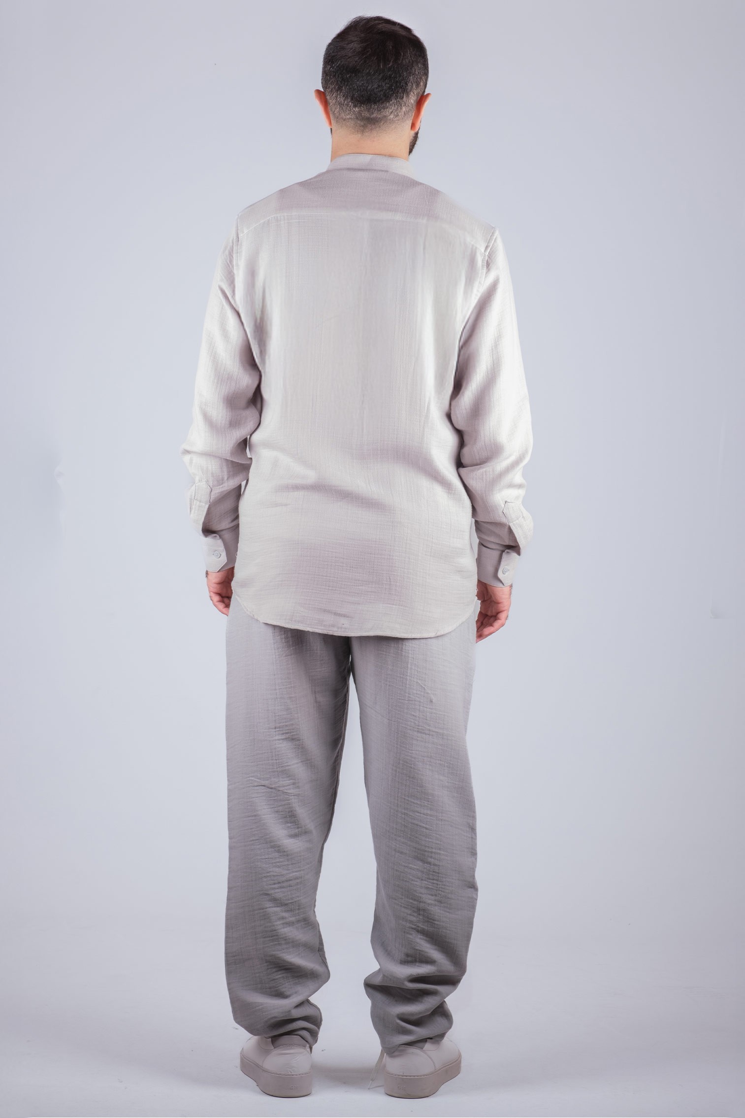 Relax Judge Collar Muslin Shirt Gray