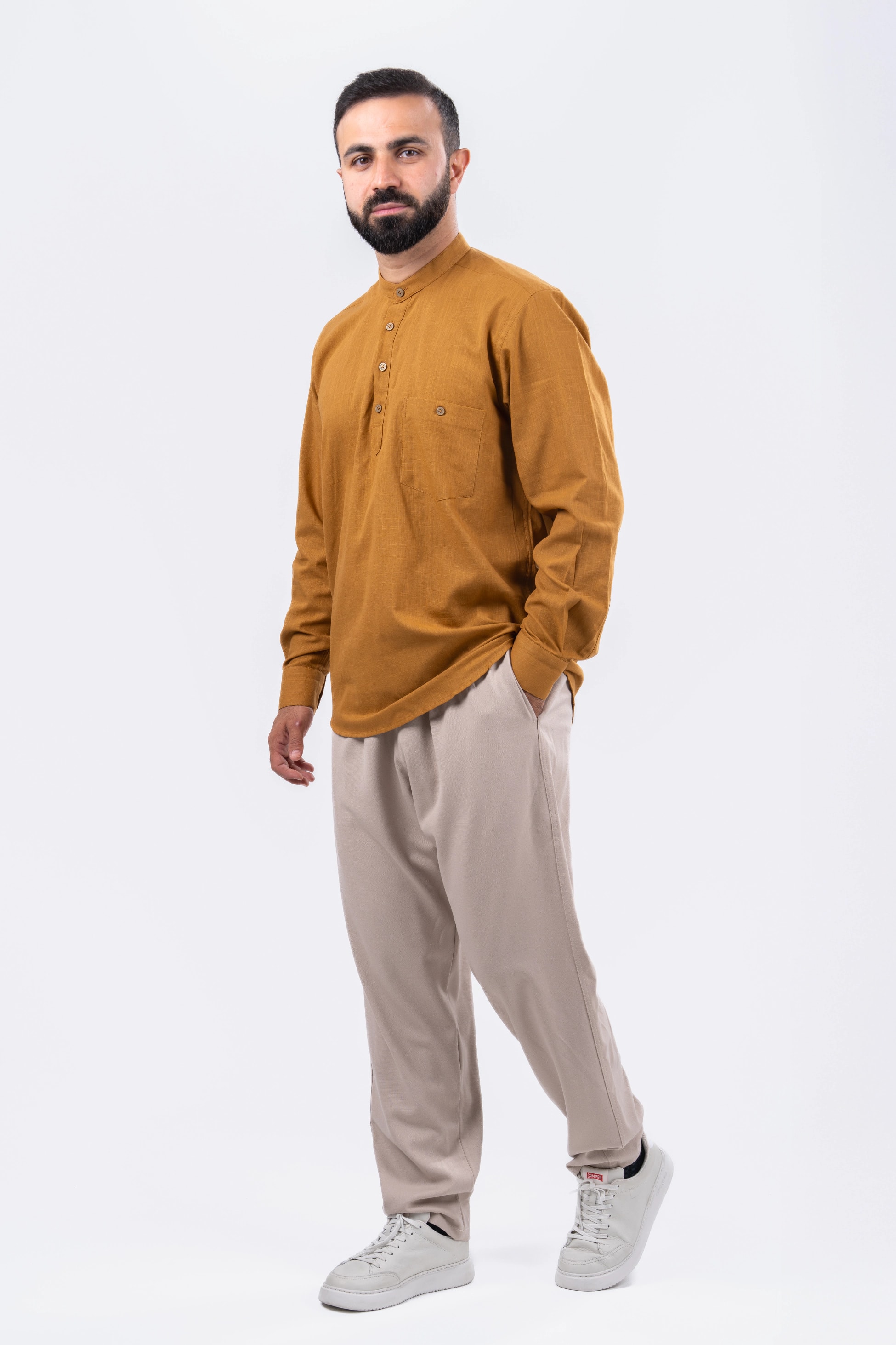Hardal 4 Düğme Gömlek & Şalvar Kombin