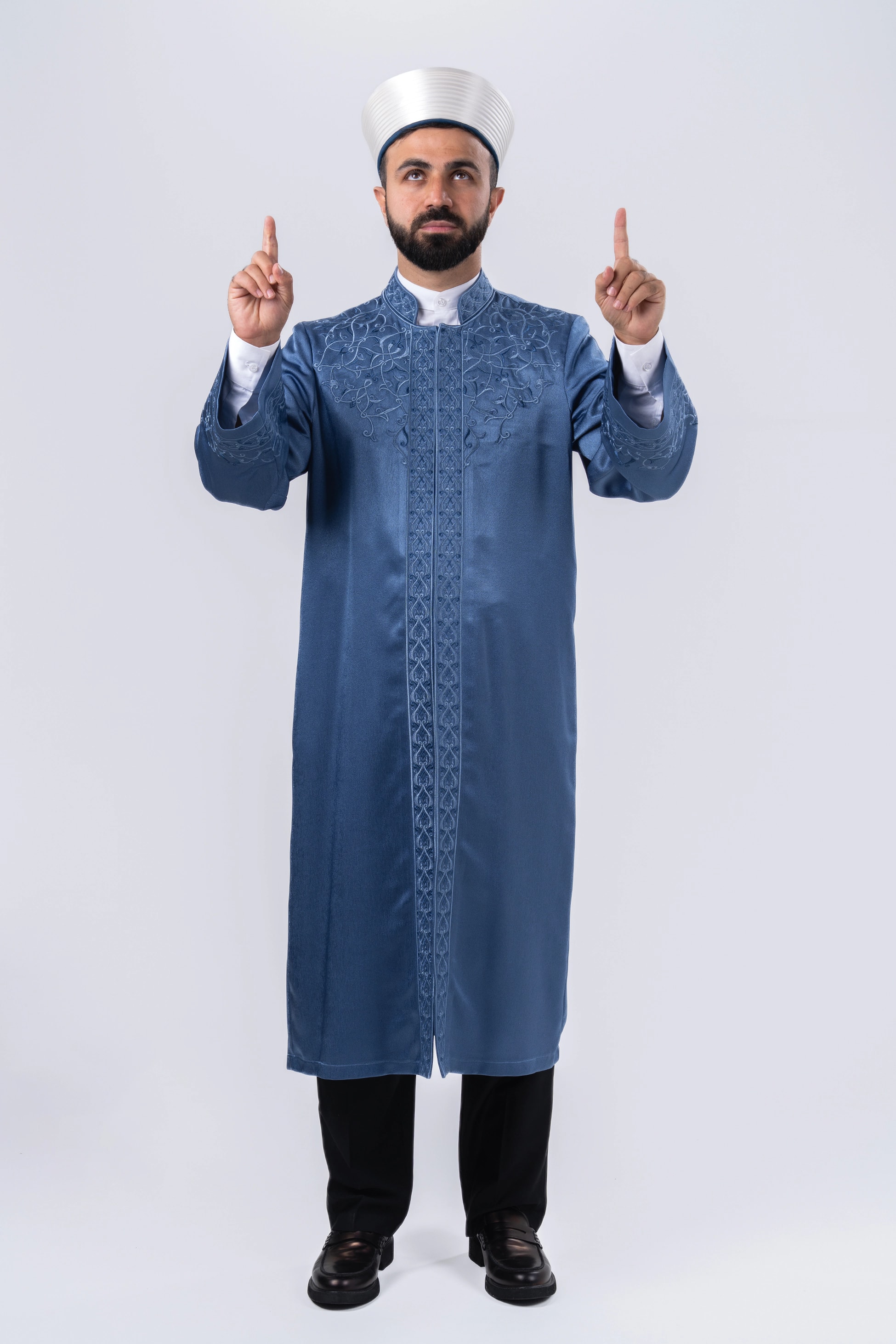 Mavi Nakışlı Abraham İmam Cübbesi