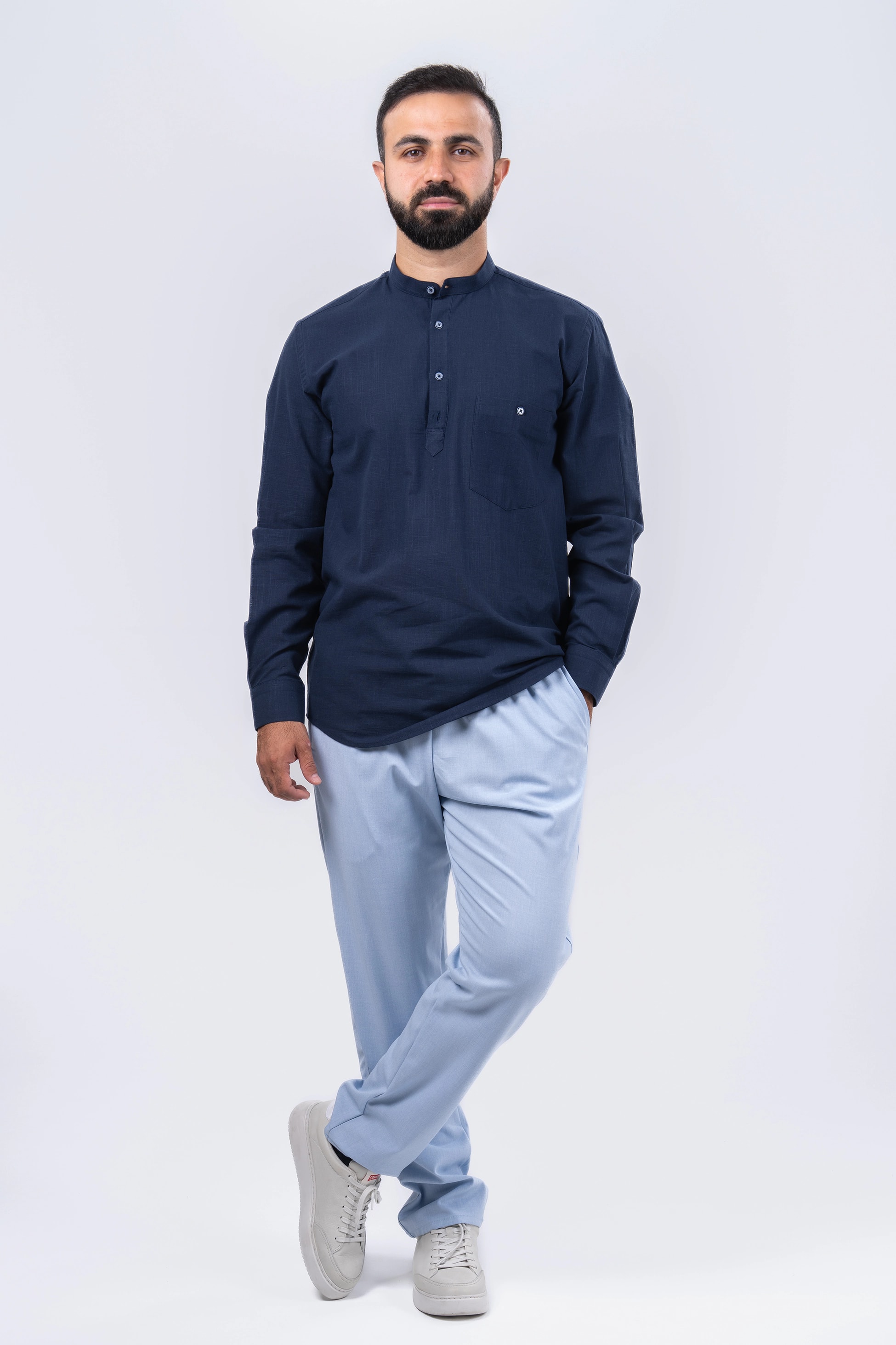 Leyyin Lastikli Şalvar Pantolon Mavi